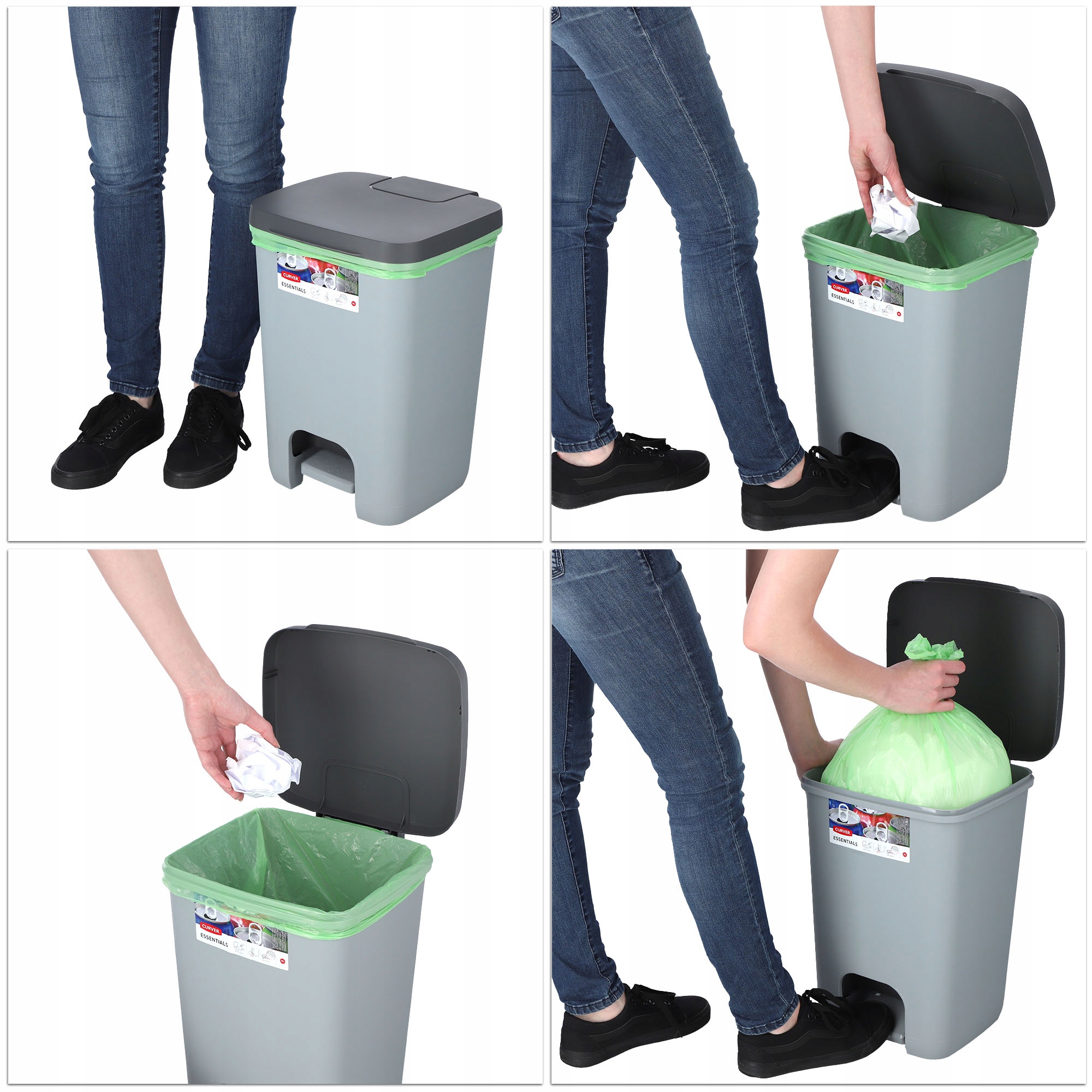 Kosz na śmieci Curver Essentials 20L, szary
