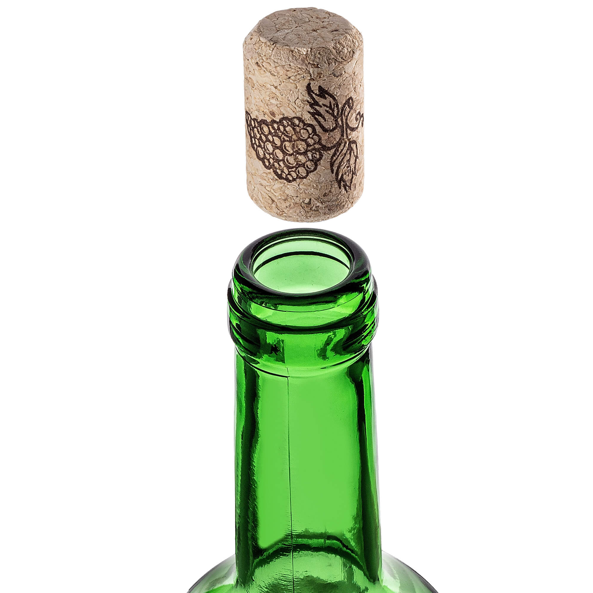 Butelka na wino Biagio 750ml zielona z korkiem aglomerowanym 30 szt.