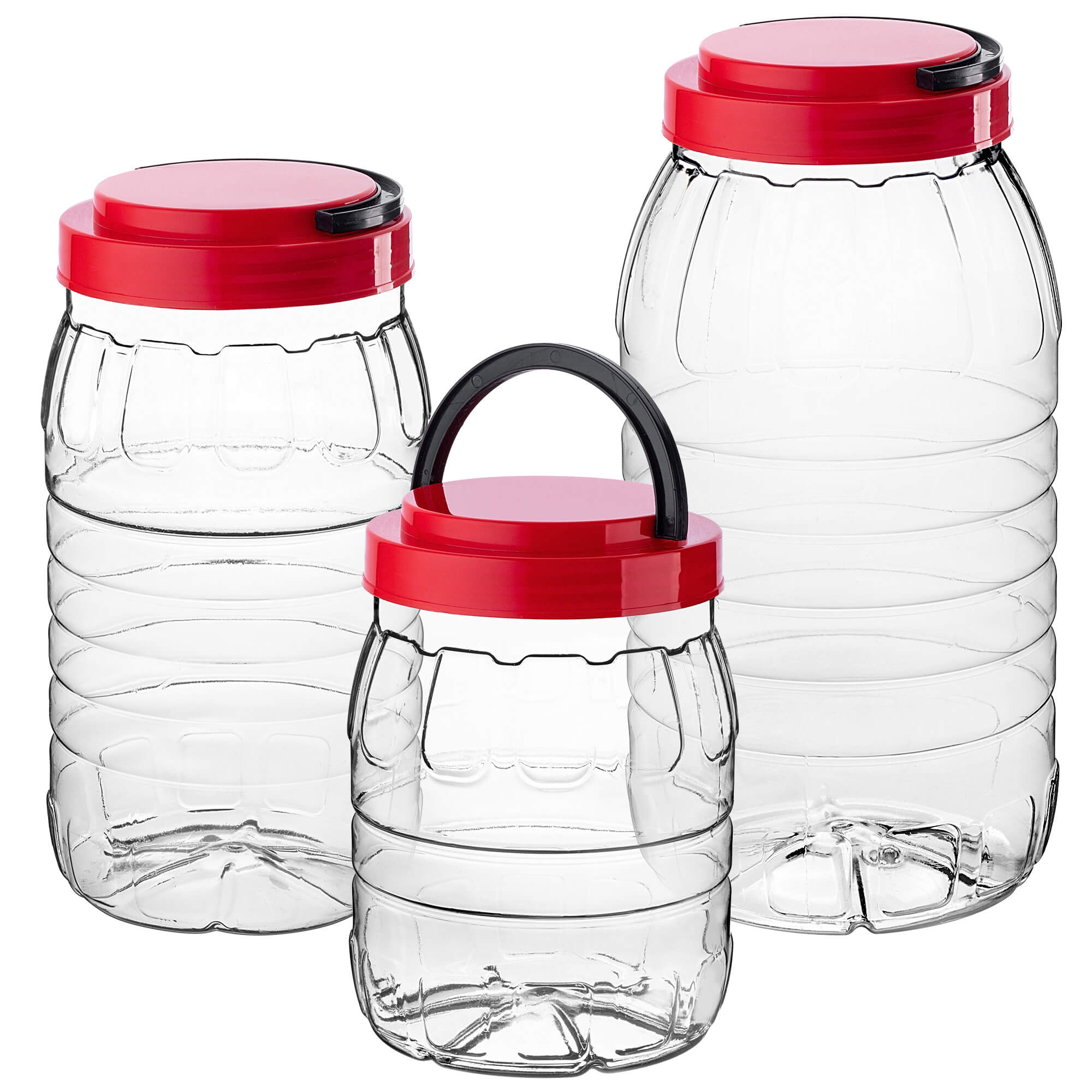 Słoik PET z zakrętką i uchwytem Riccia uniwersalny 2L + 3L + 5L