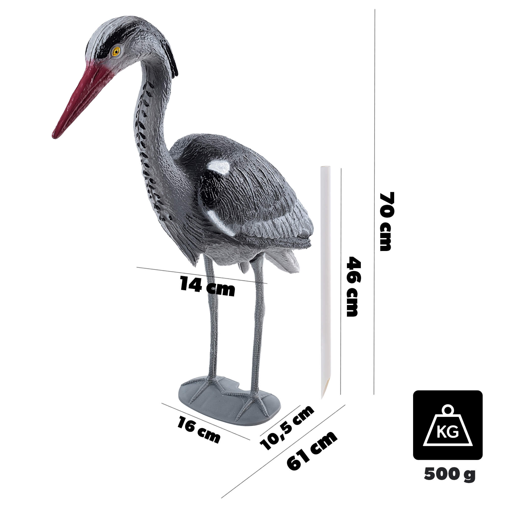 Figurka czapli Casole dekoracja ogrodowa 70 x 61 cm