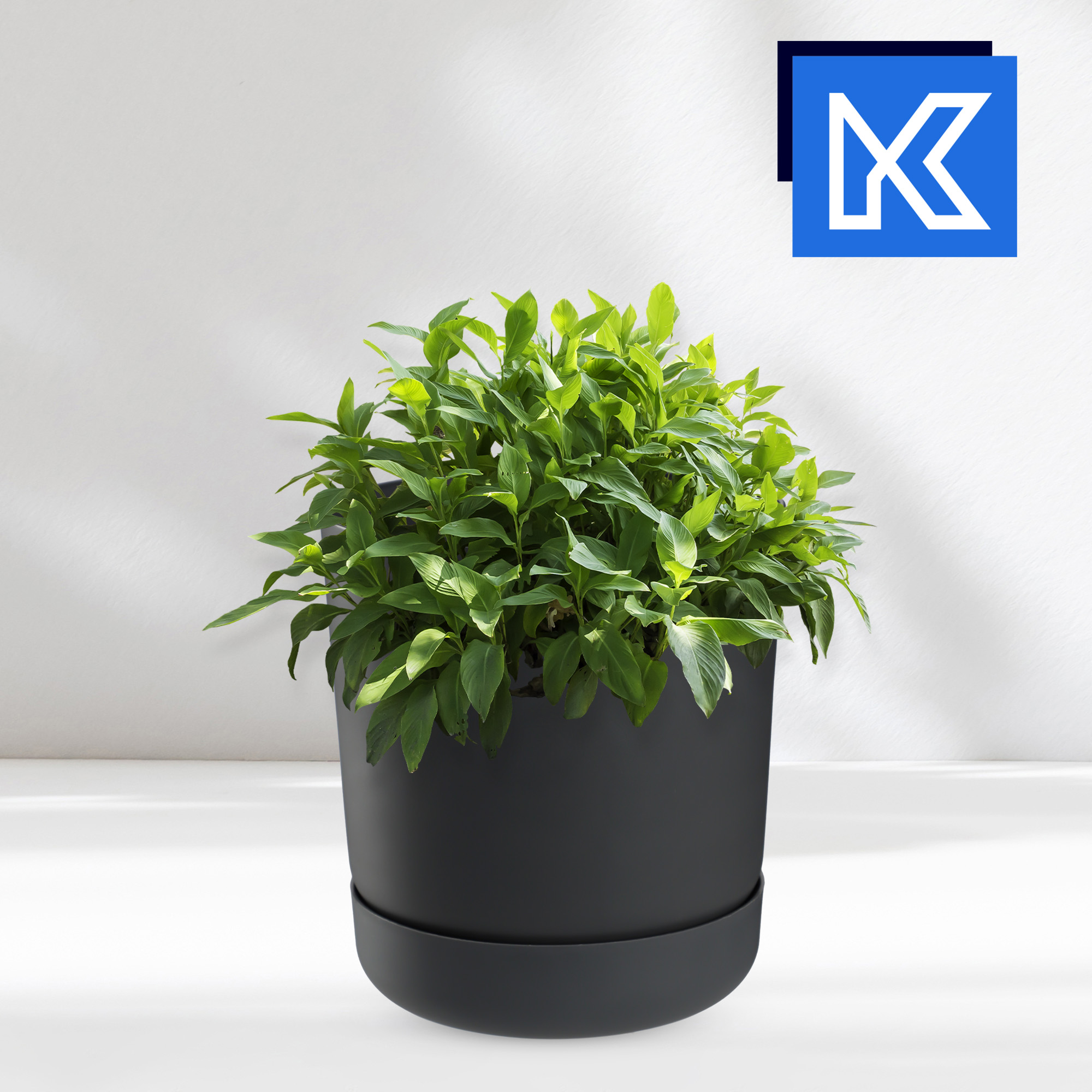 Doniczka Kama z podstawką 25 cm, antracyt