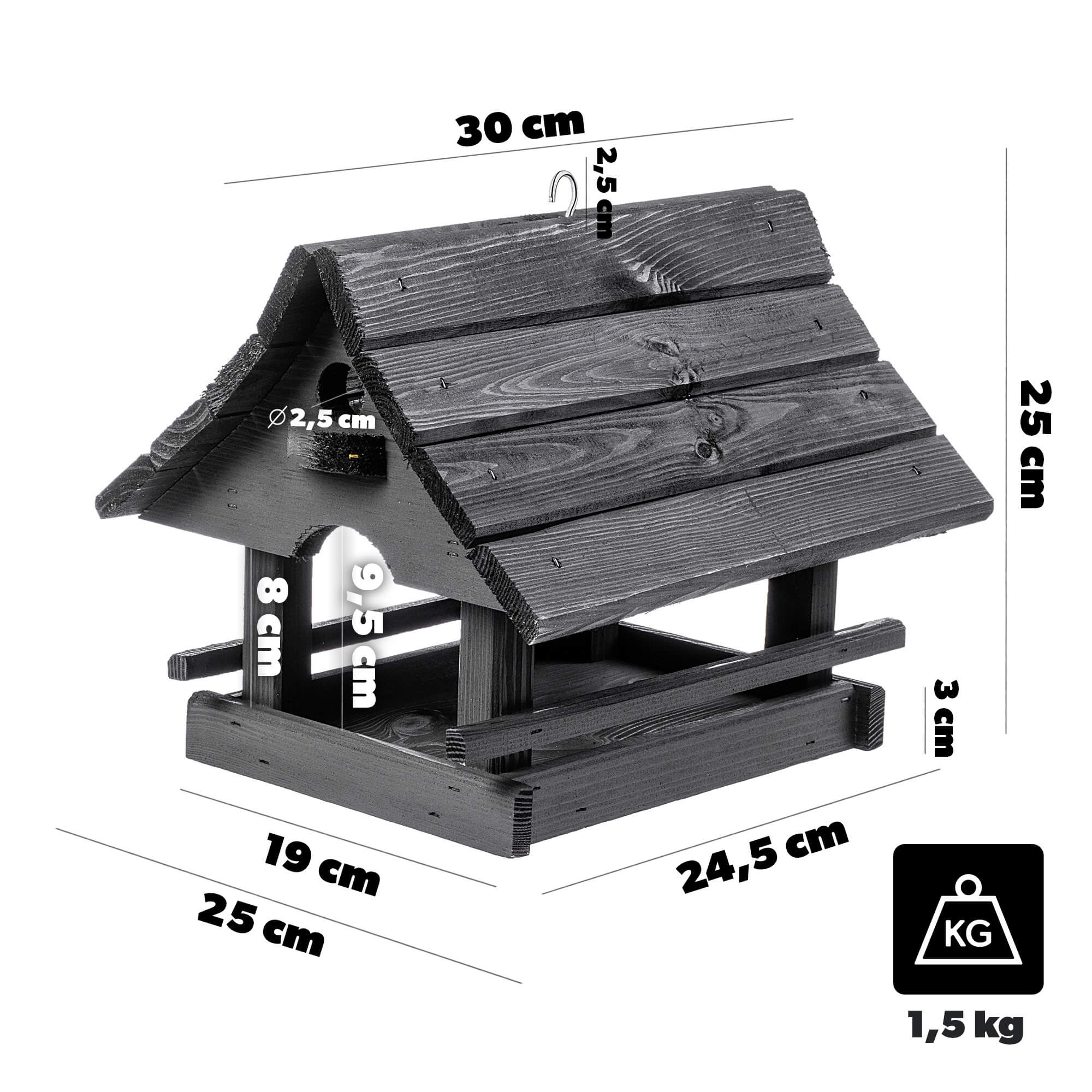 Karmnik dla ptaków Arbis domek 30 x 25 cm antracytowy