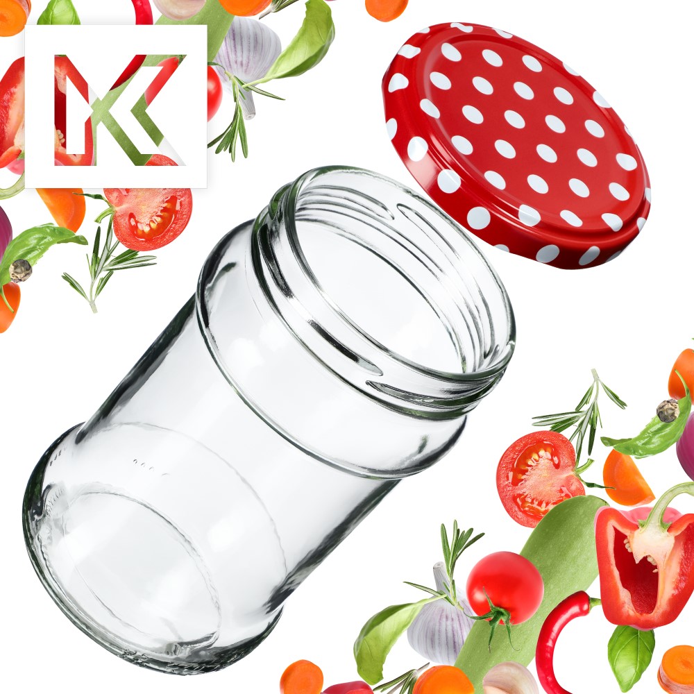 Słoiki na przetwory Seno 315ml 10szt 66mm + wieczka "Groszek czerwony"