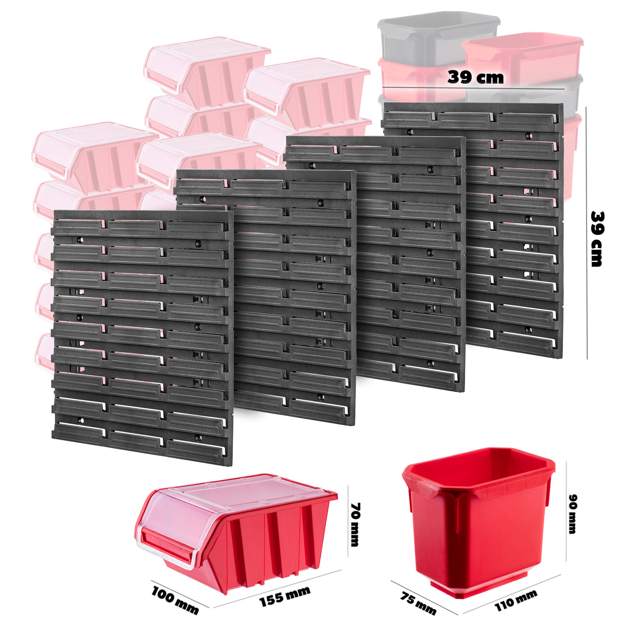 Tablica warsztatowa Lokke 78x78cm 50 elementów czerwona