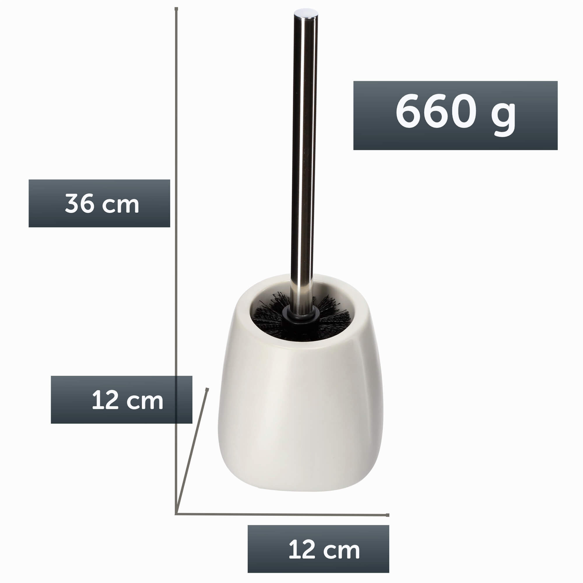 Szczotka do WC z pojemnikiem Palmi 36 cm, biała