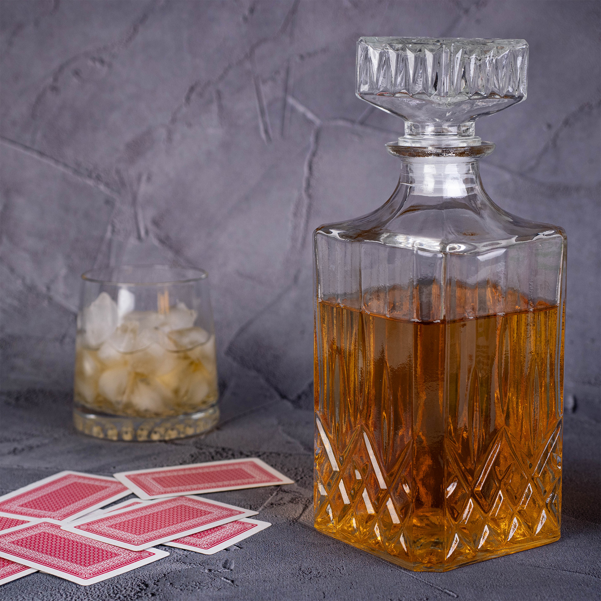 Karafka szklana Moutier na whisky z korkiem 0.85L 6szt