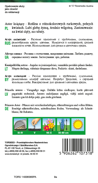 Aster wysoki książęcy - Callistephus chiń. fl.pl mieszanka 1g