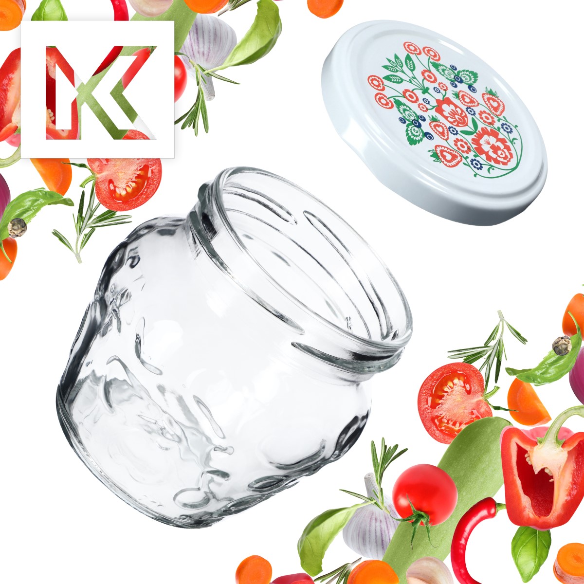 Słoiki Kemi 200ml 20szt 66mm + wieczka "Folklor"
