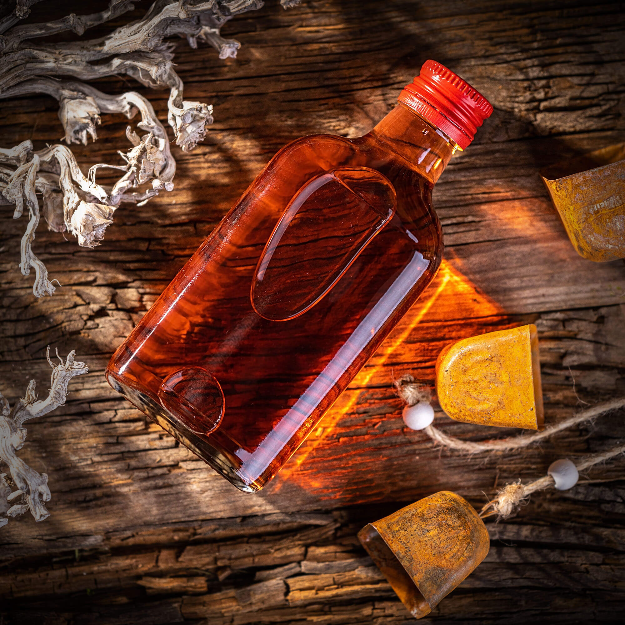 Butelka piersiówka Viane 200ml z czerwoną zakrętką 5 szt.