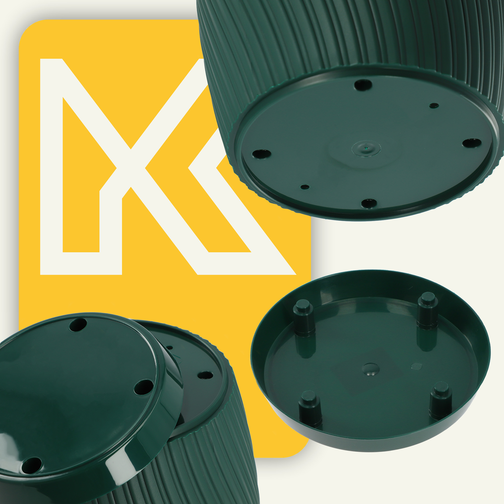 Doniczka z podstawką Tubas 19 cm, zielona