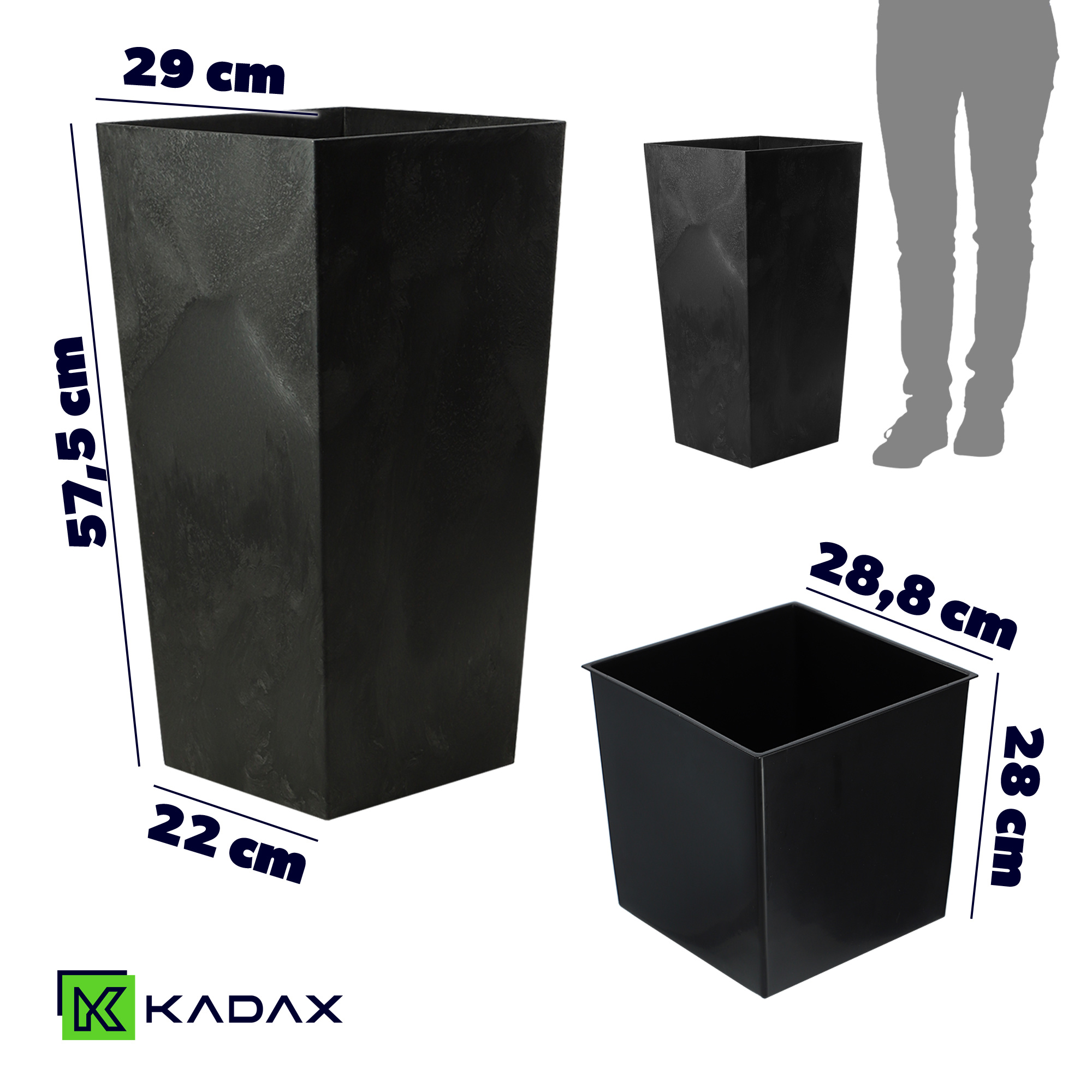 Donica ogrodowa Pesaro 30cm czarny beton