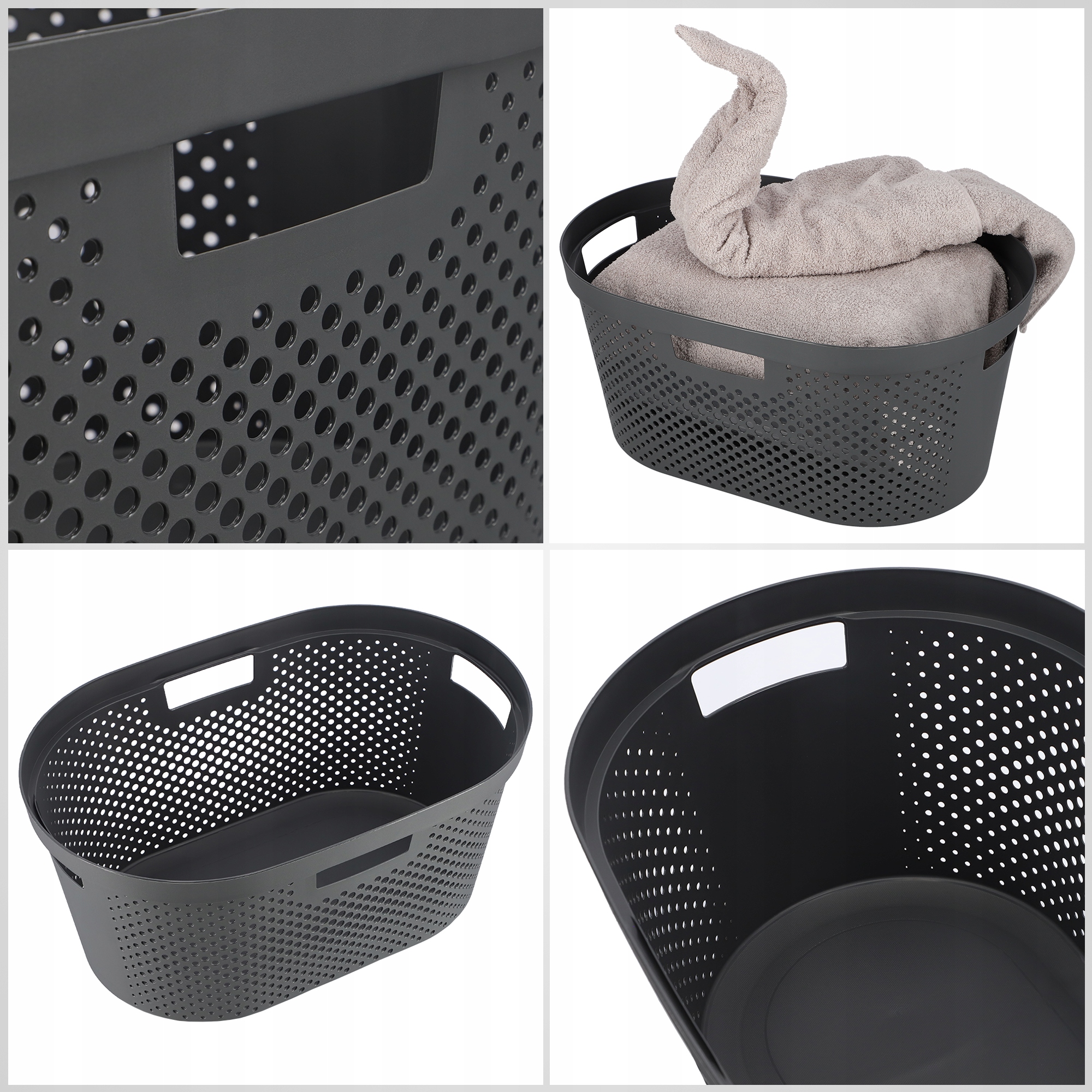 Kosz z pokrywą 60L + pojemnik 40L Curver Infinity ciemnoszary