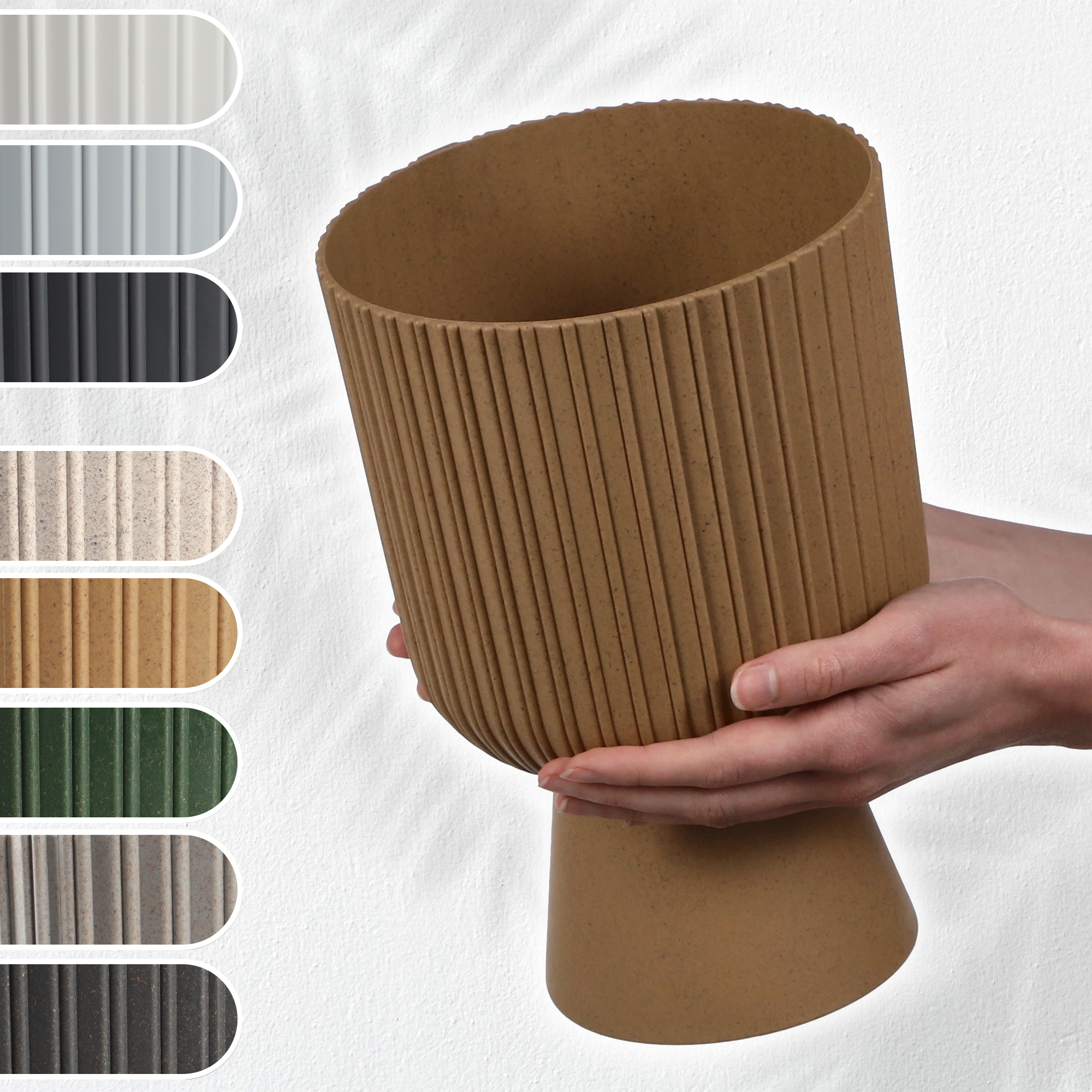 Doniczka na nóżce Golem Eco 18 cm, naturalne drewno