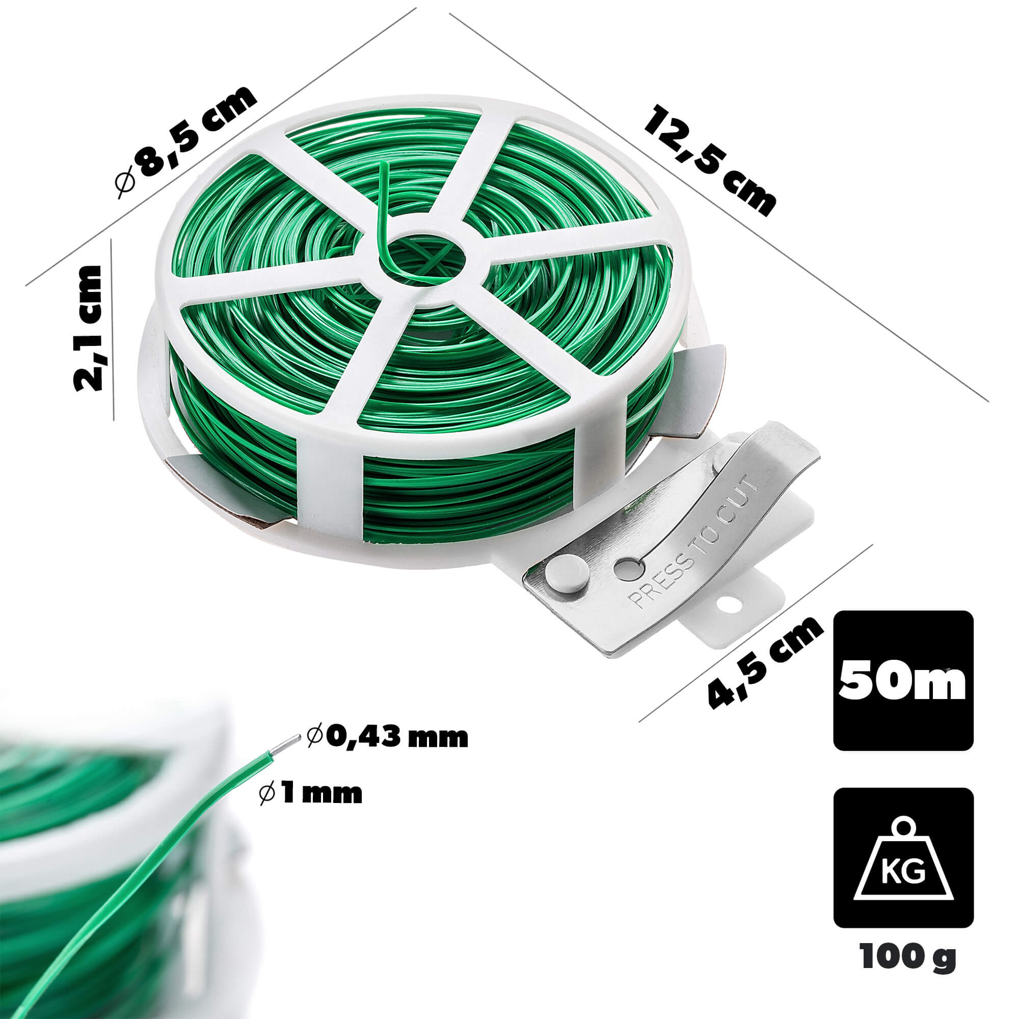 Drut ogrodniczy PVC Doumis z obcinaczem do roślin 50 m