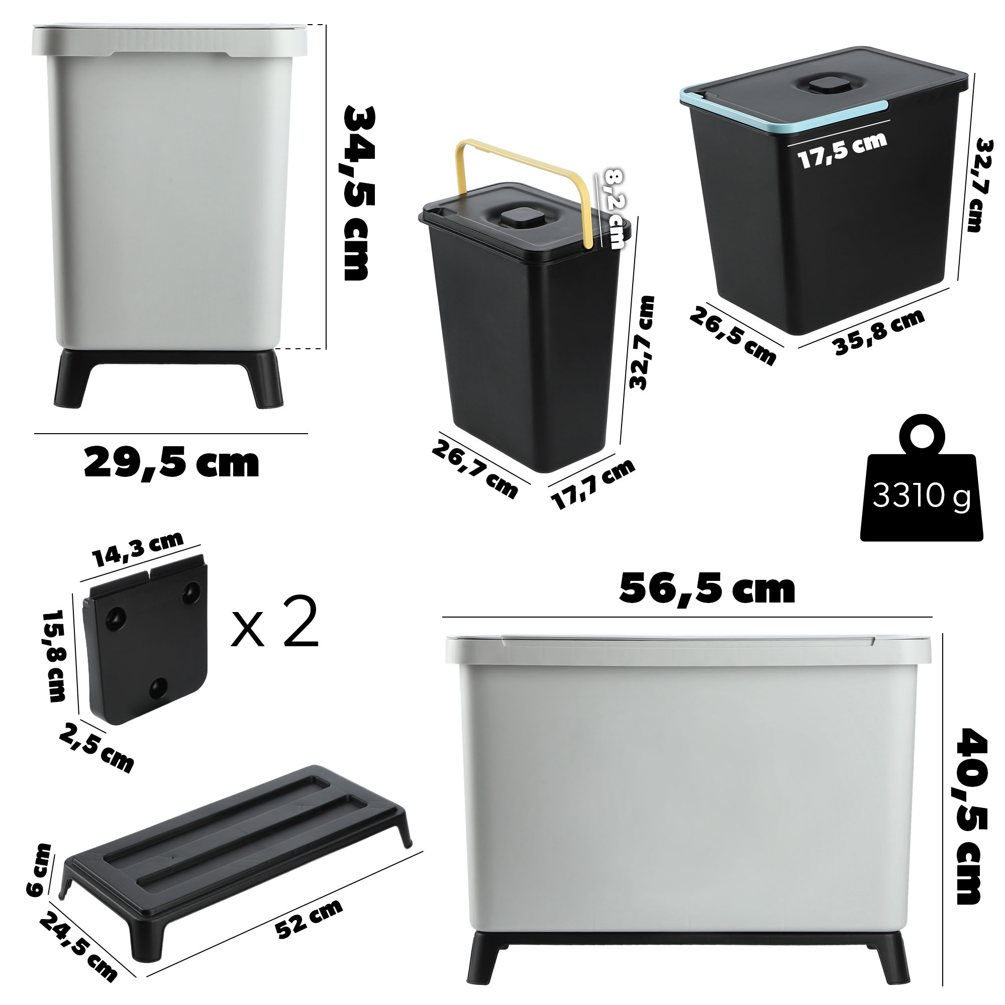 Kosz na śmieci Franey 10L+23L popiel
