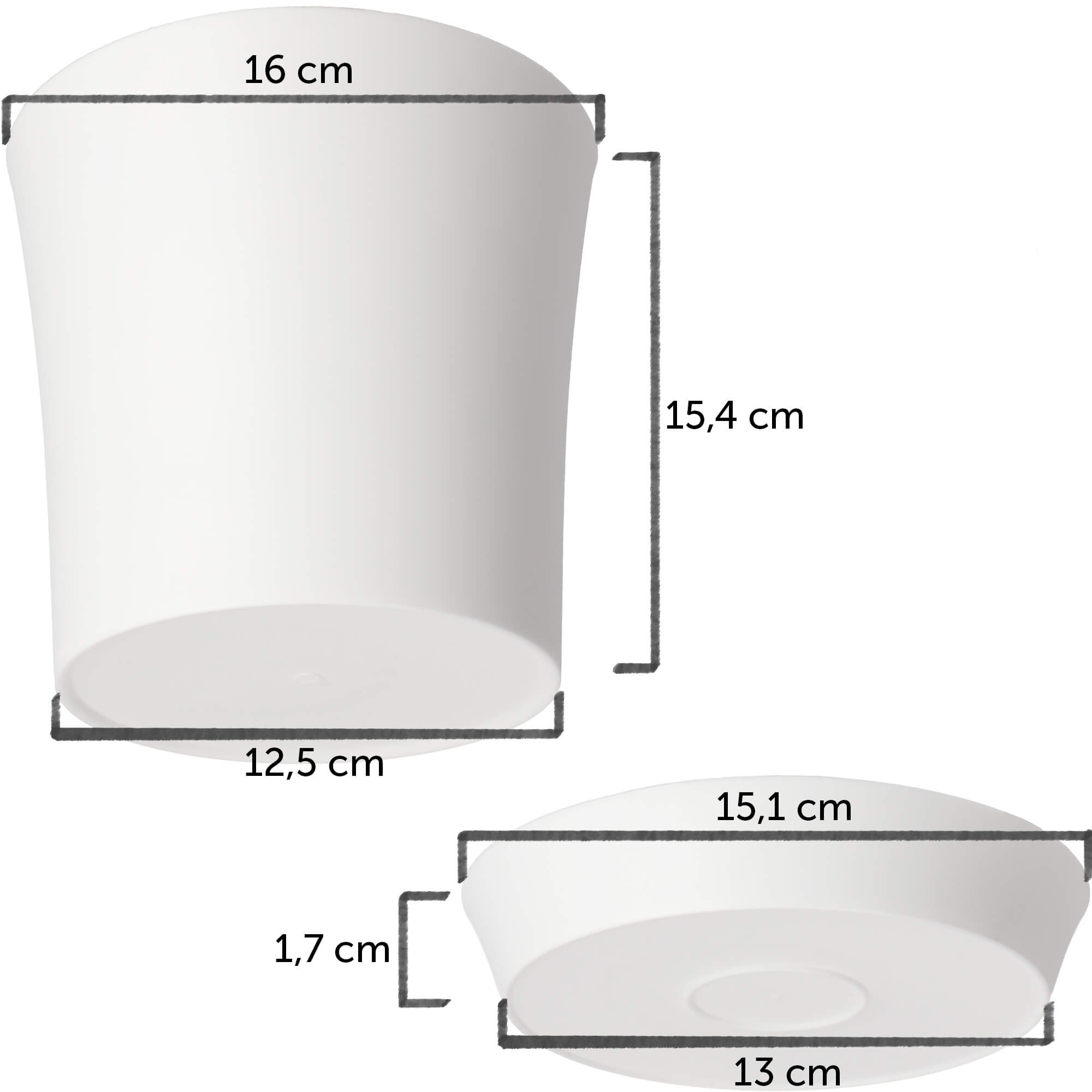 Doniczka na kwiaty Ersa 16 cm, biała