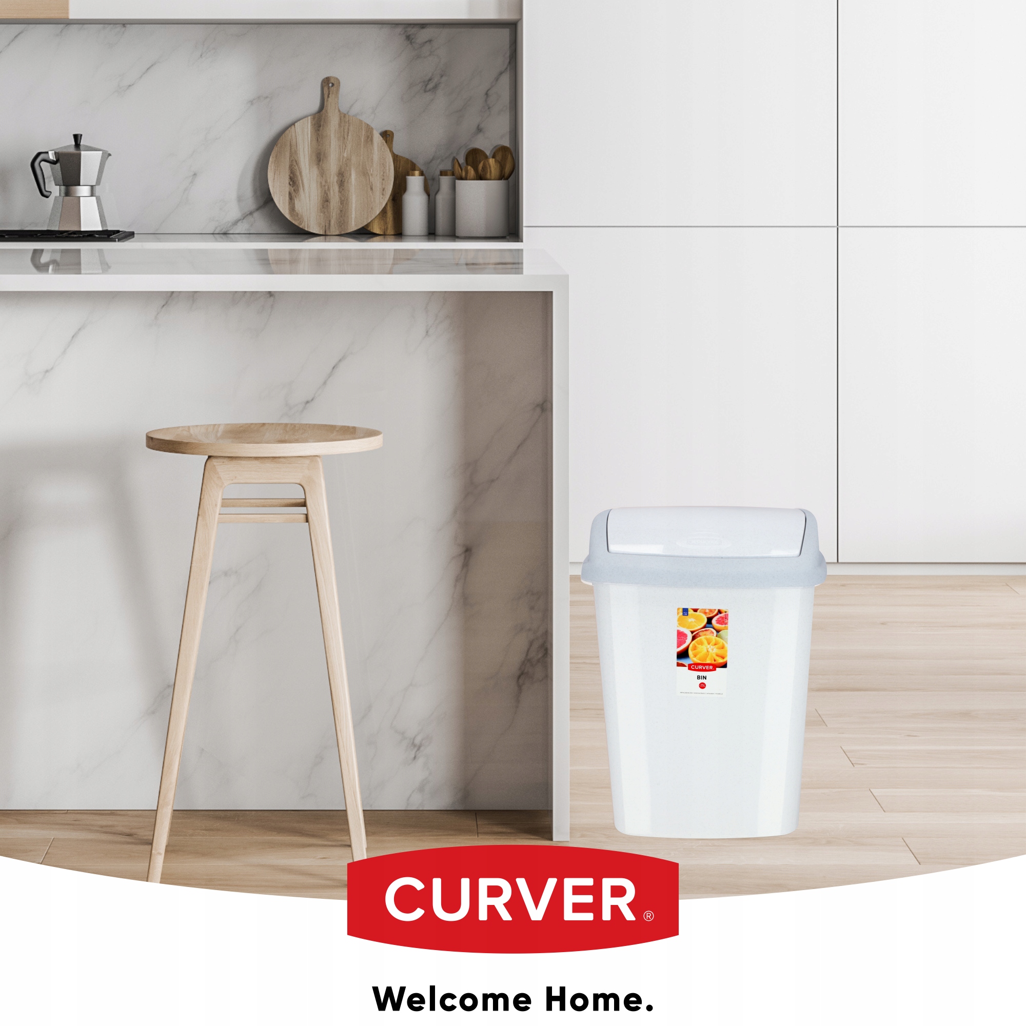 Kosz na śmieci uchylny Curver Dominik 25L, granitowy