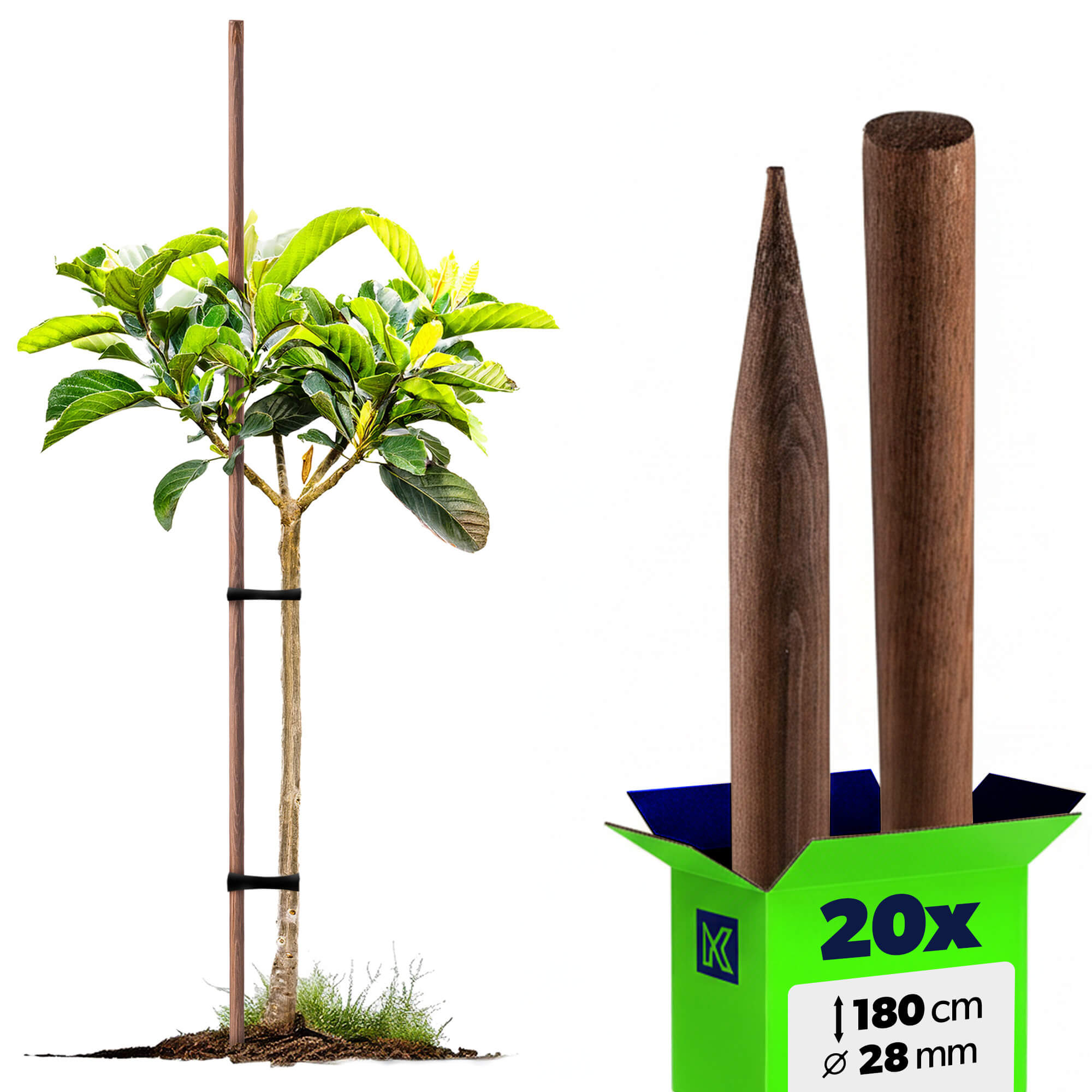 Podpora do roślin drewniana Tarup palik 28 mm x 180 cm 20 szt.