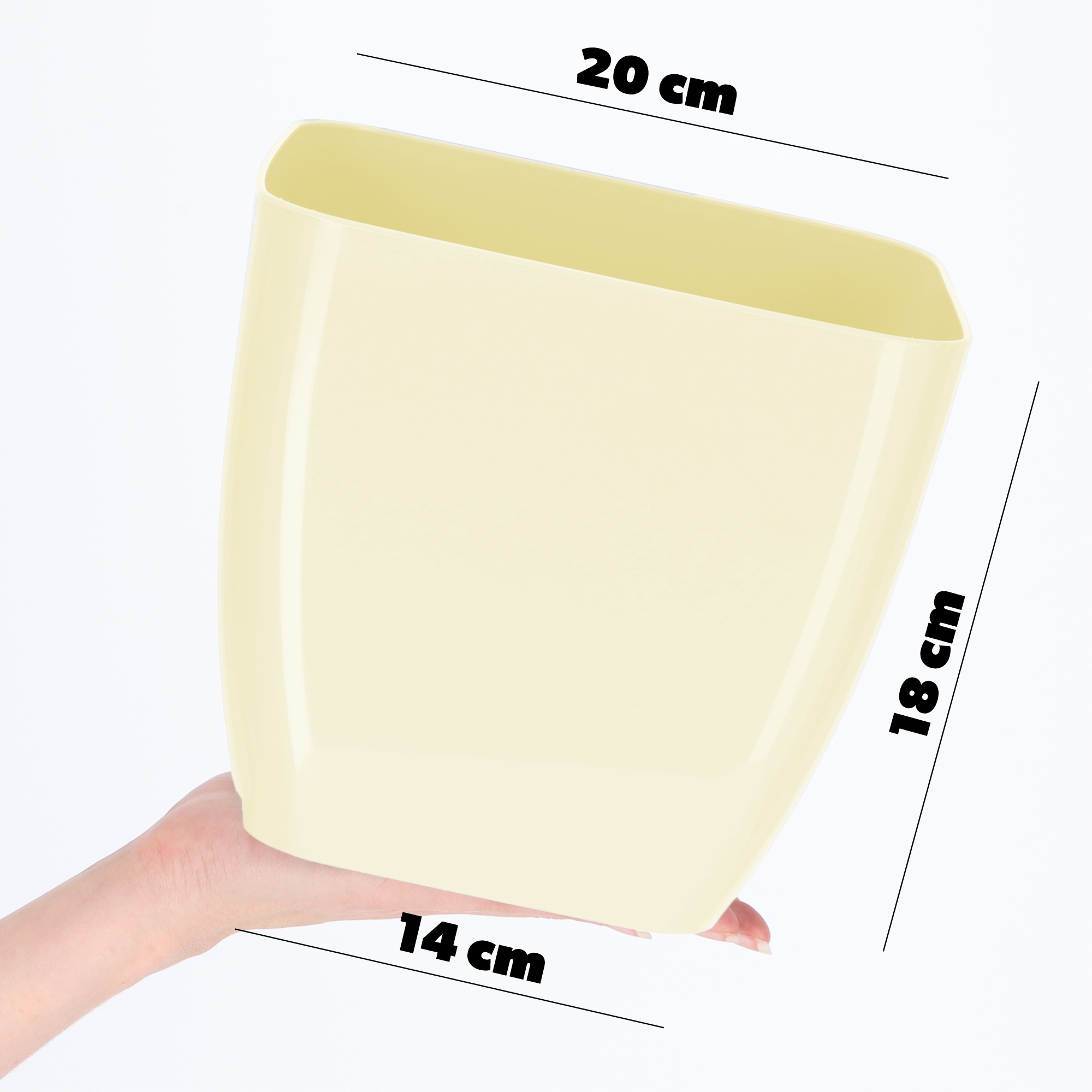 Doniczka kwadratowa Borgo 20 cm, kremowa