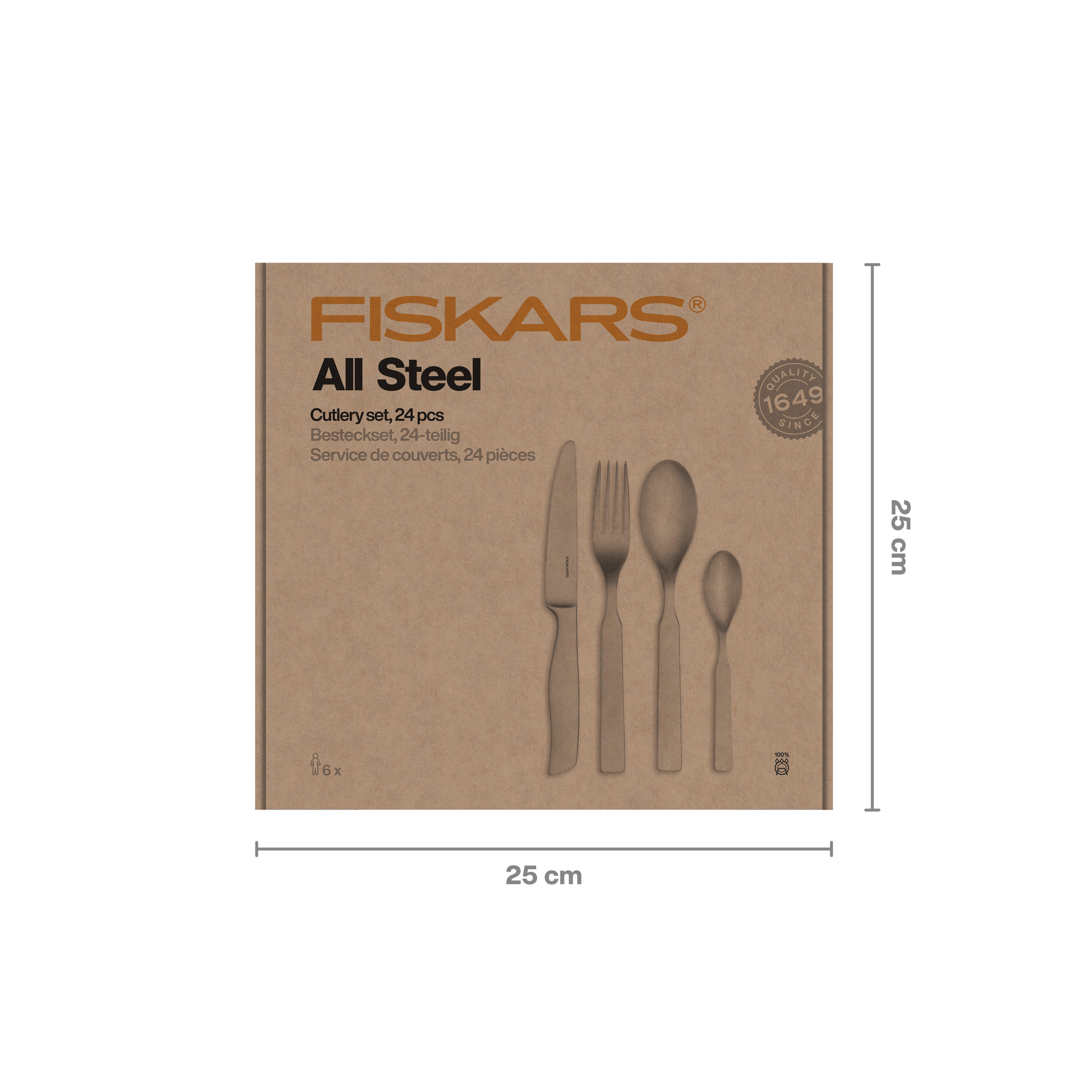 Fiskars 1071626 All Steel Zestaw sztućców 24 szt.