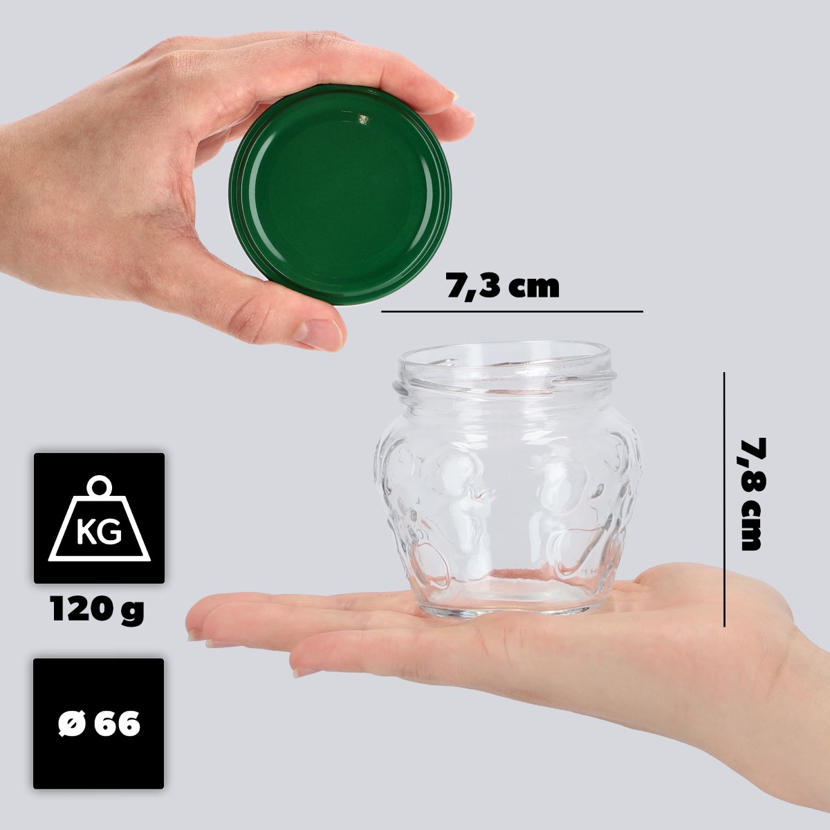 Słoiki Kemi 200ml 50szt 66mm + wieczka zielone