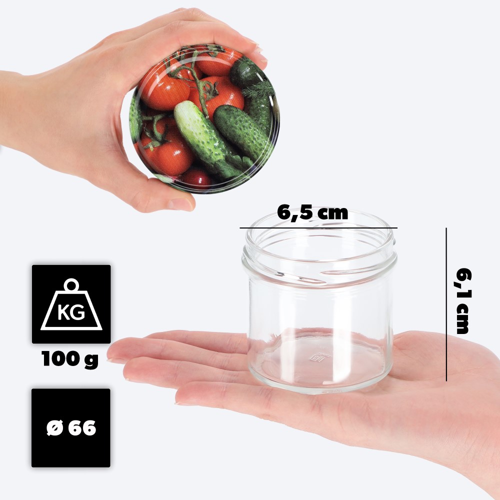 Słoiki Vigo 140ml 20szt 66mm + wieczko "Warzywa"