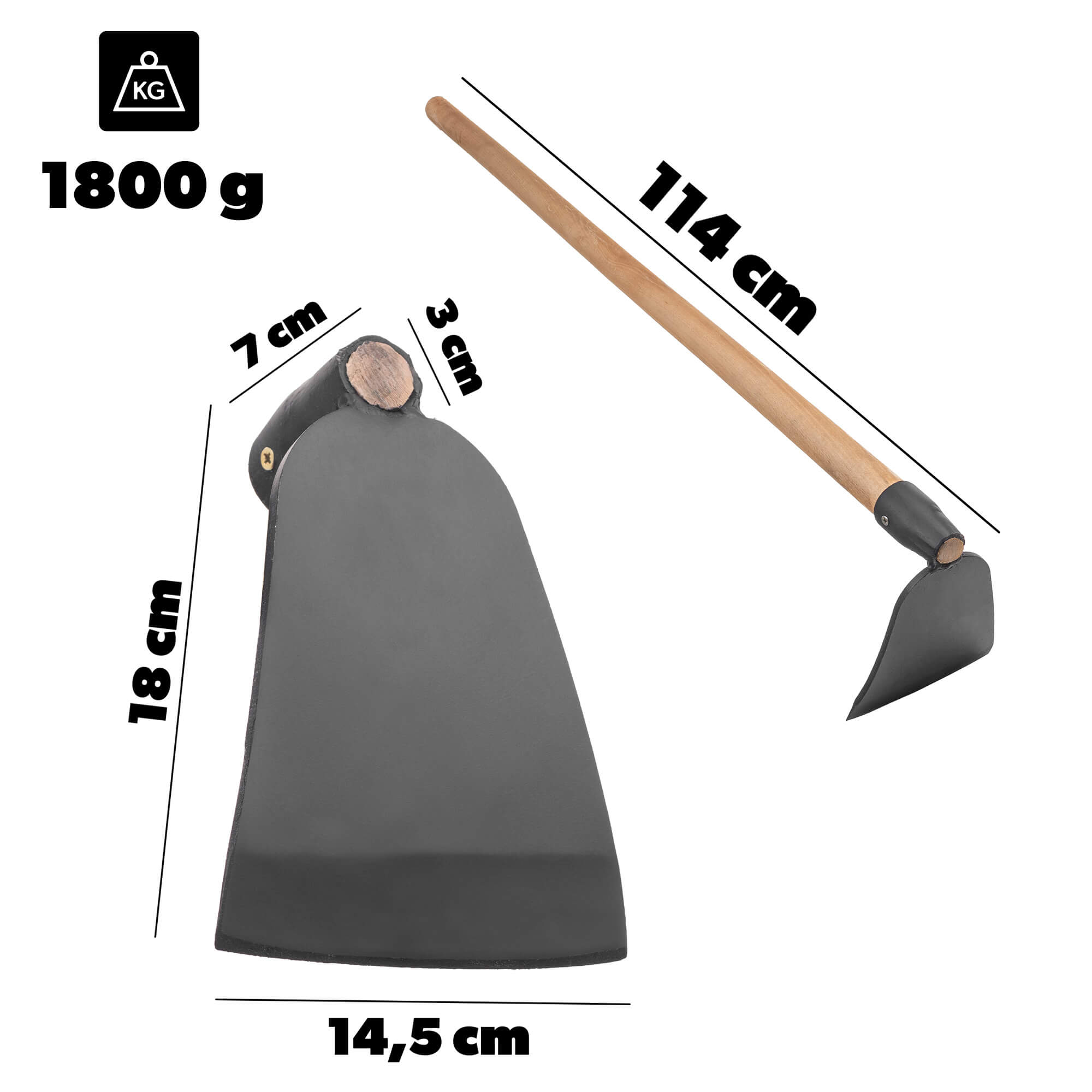 Motyka kuta Husby leśna 18 x 15 cm z trzonkiem