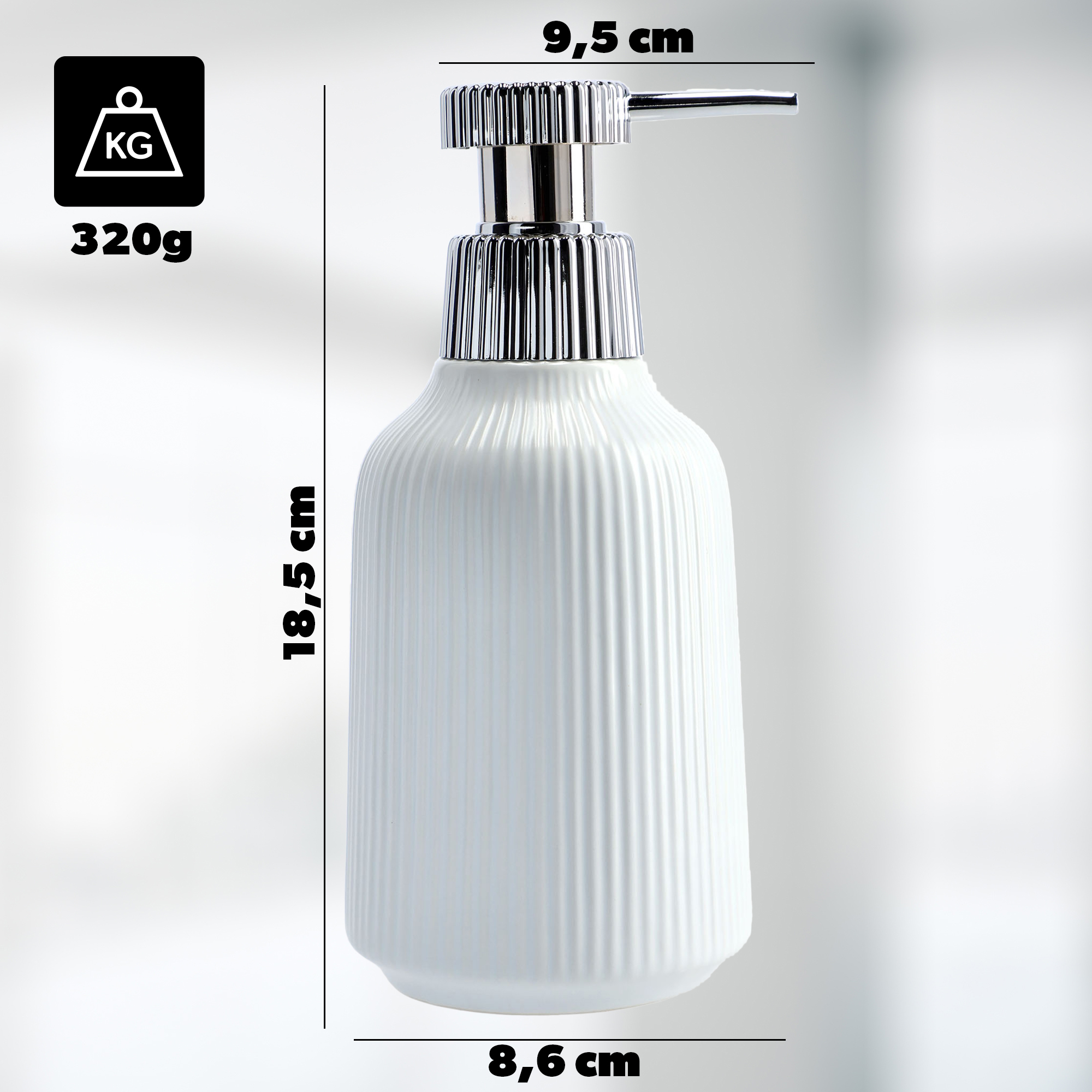 Zestaw łazienkowy Mataro szczotka do WC + dozownik na mydło, biały