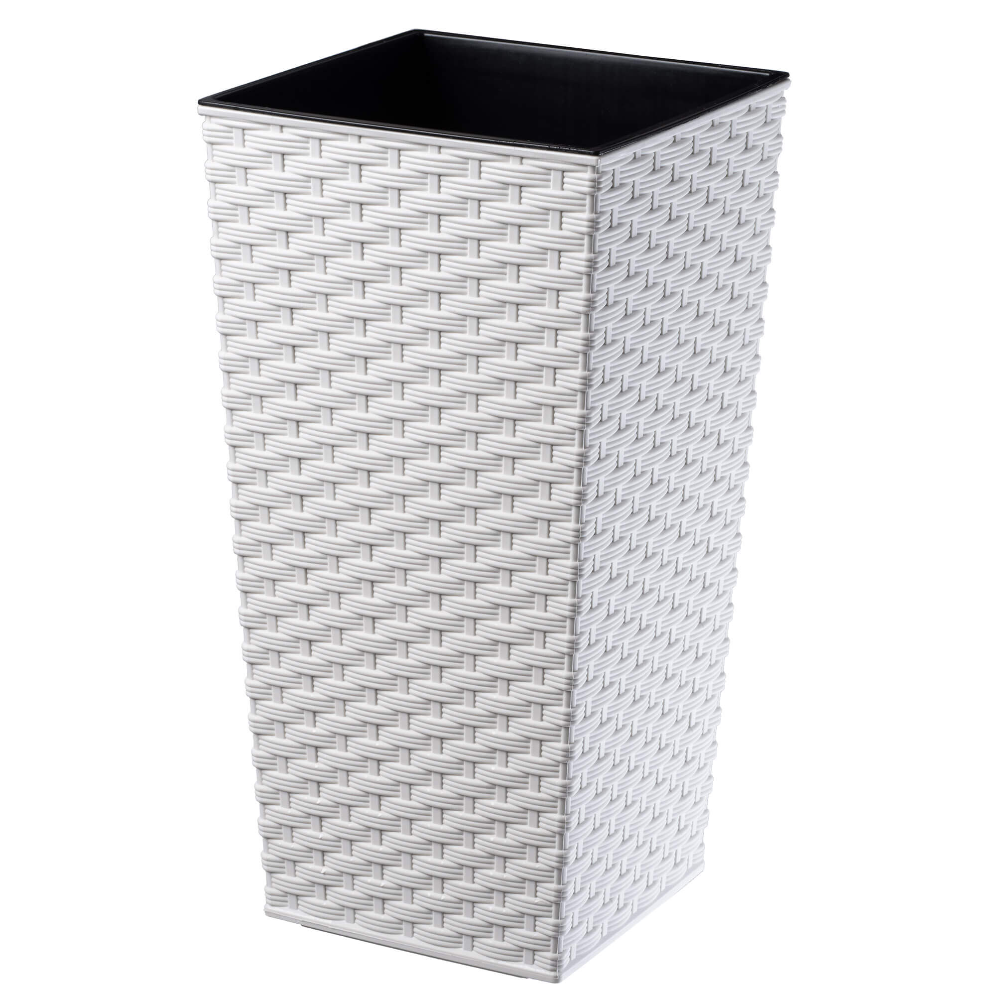 Donica na kwiaty z wkładem Pesaro rattan 25 cm, biała