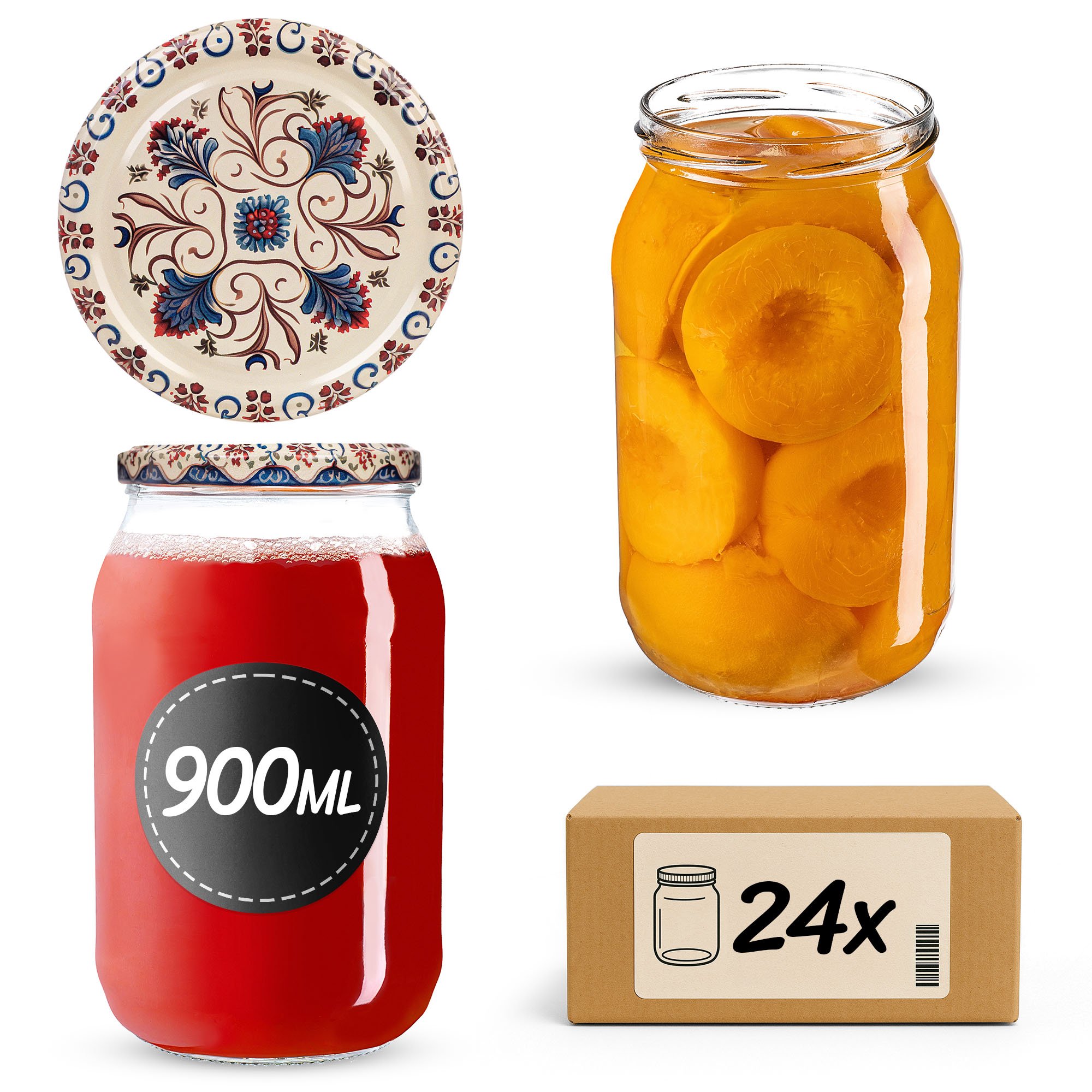 Słoiki na przetwory Simo 900ml fi82mm 24szt + wieczko Ceramics 3