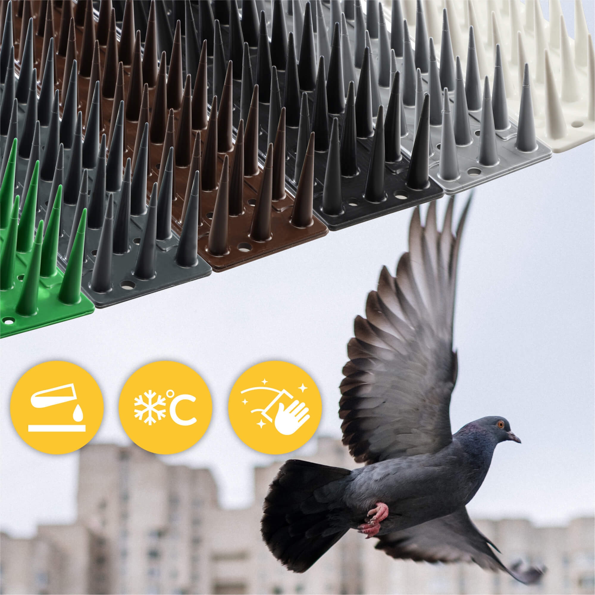 Plastikowe kolce ochronne na ptaki Arcas, czarne, 24 szt.