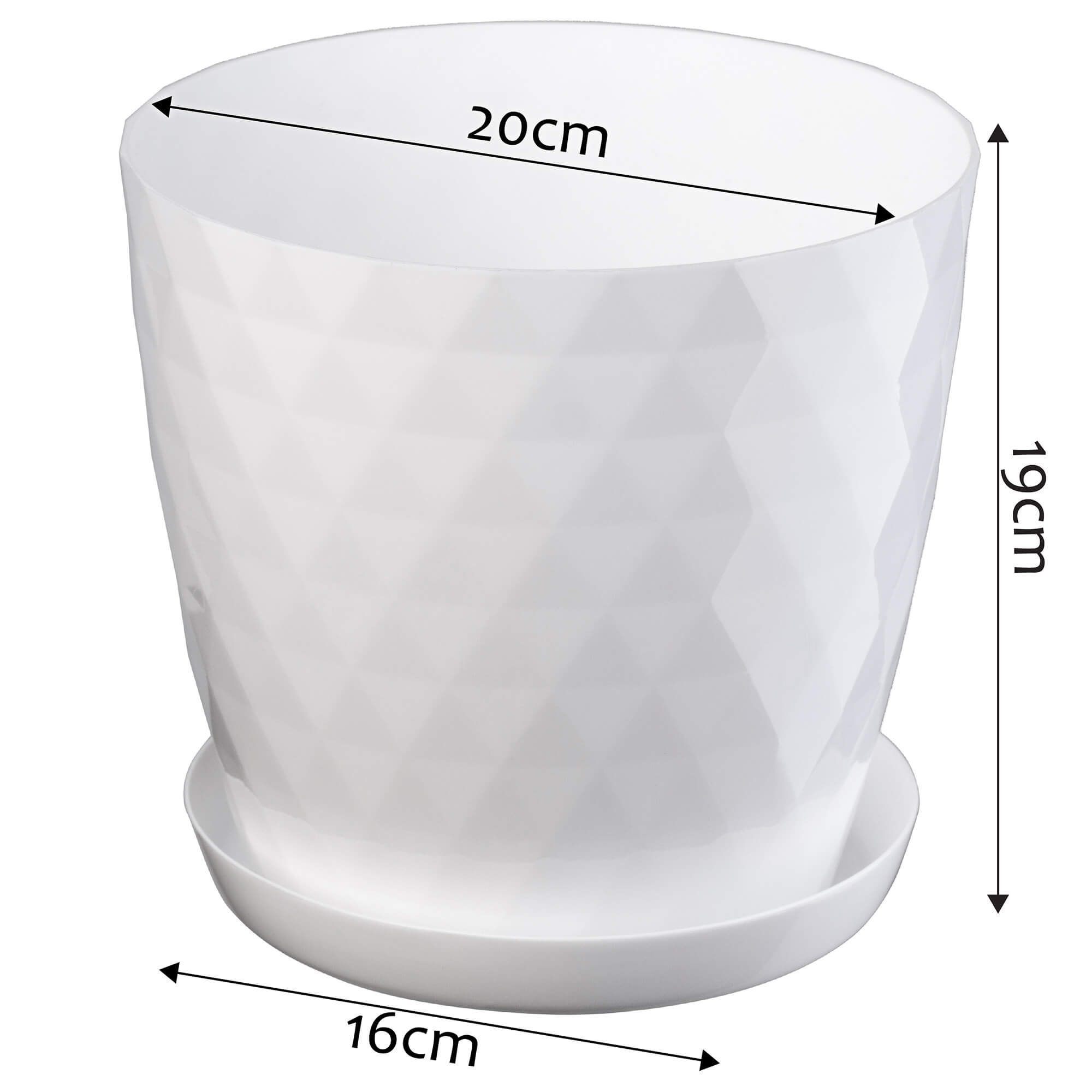 Doniczka na kwiaty z podstawką 20 cm, biała