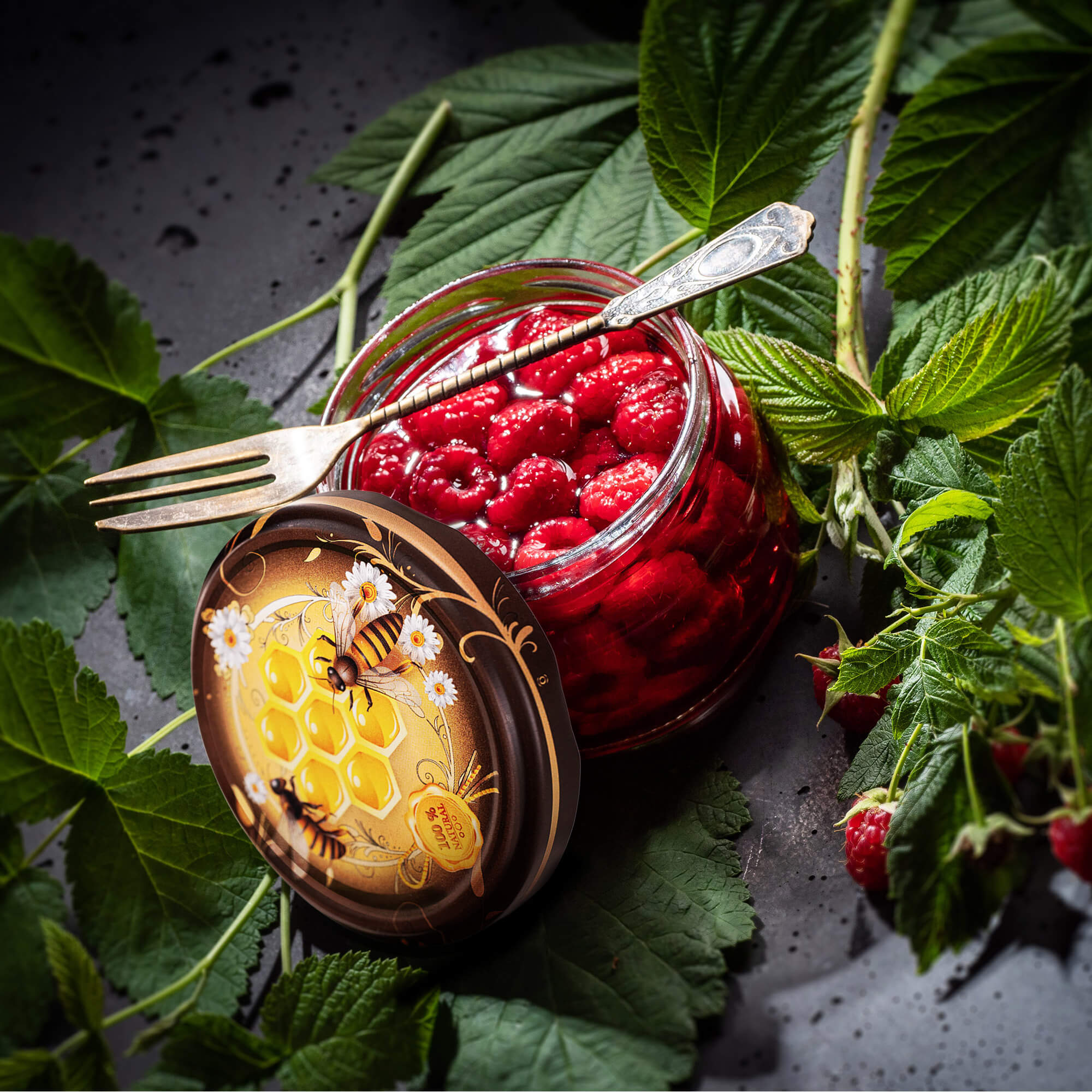 Słoiki na przetwory Denia 250ml 10szt 82mm + wieczko "Pszczoły z kwiatkami"