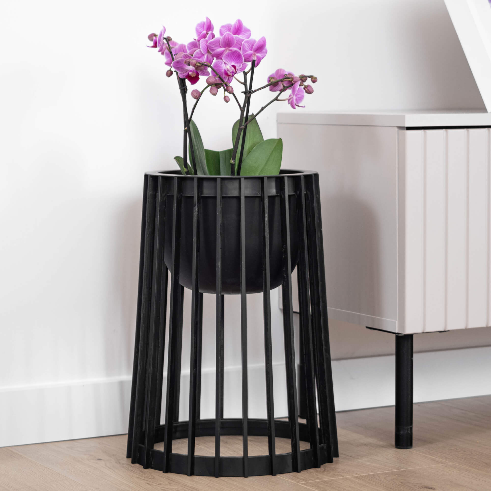 Kwietnik dwustronny Aytre 54 cm czarny + 2 wkłady