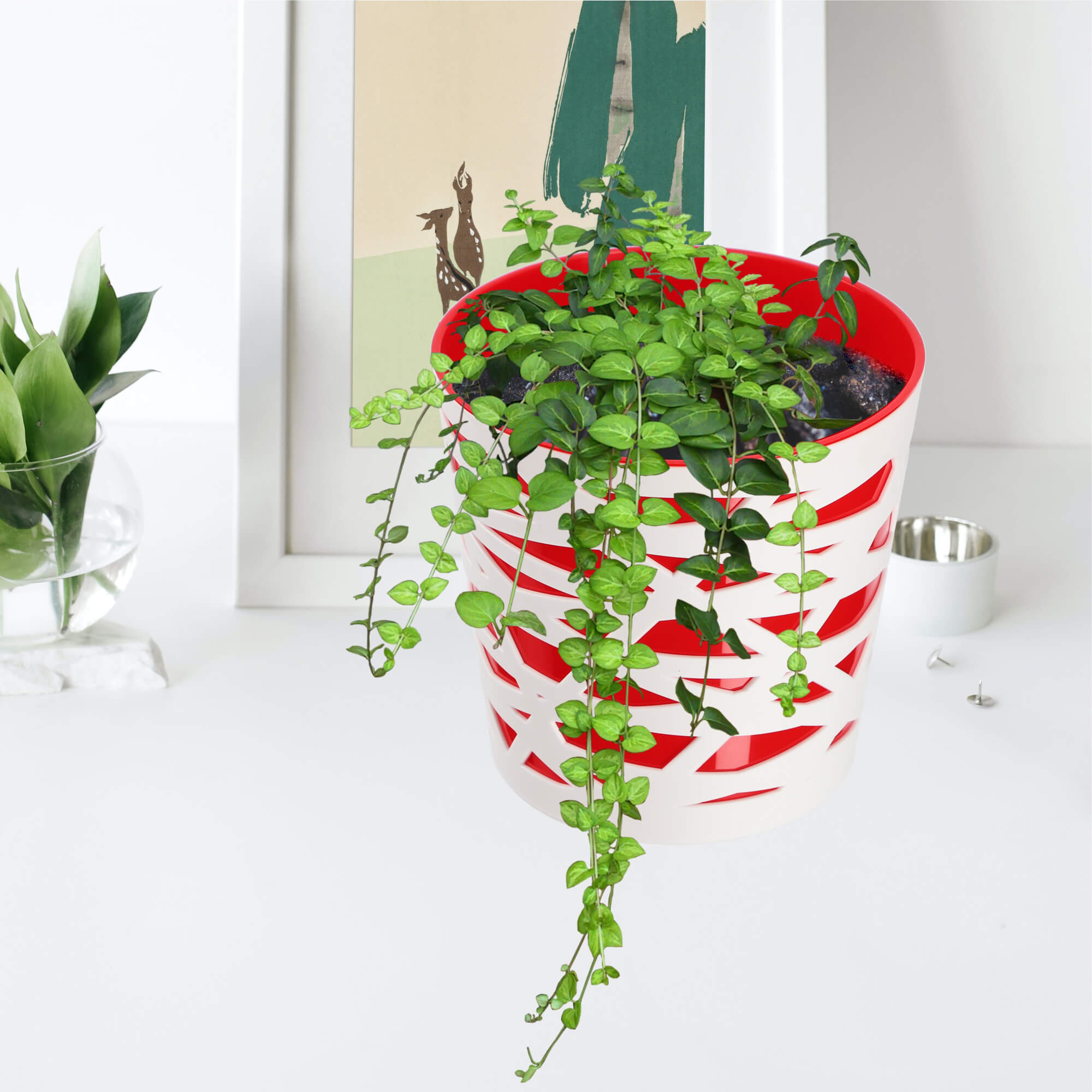 Doniczka z wkładem Rusio 15 cm, czerwona