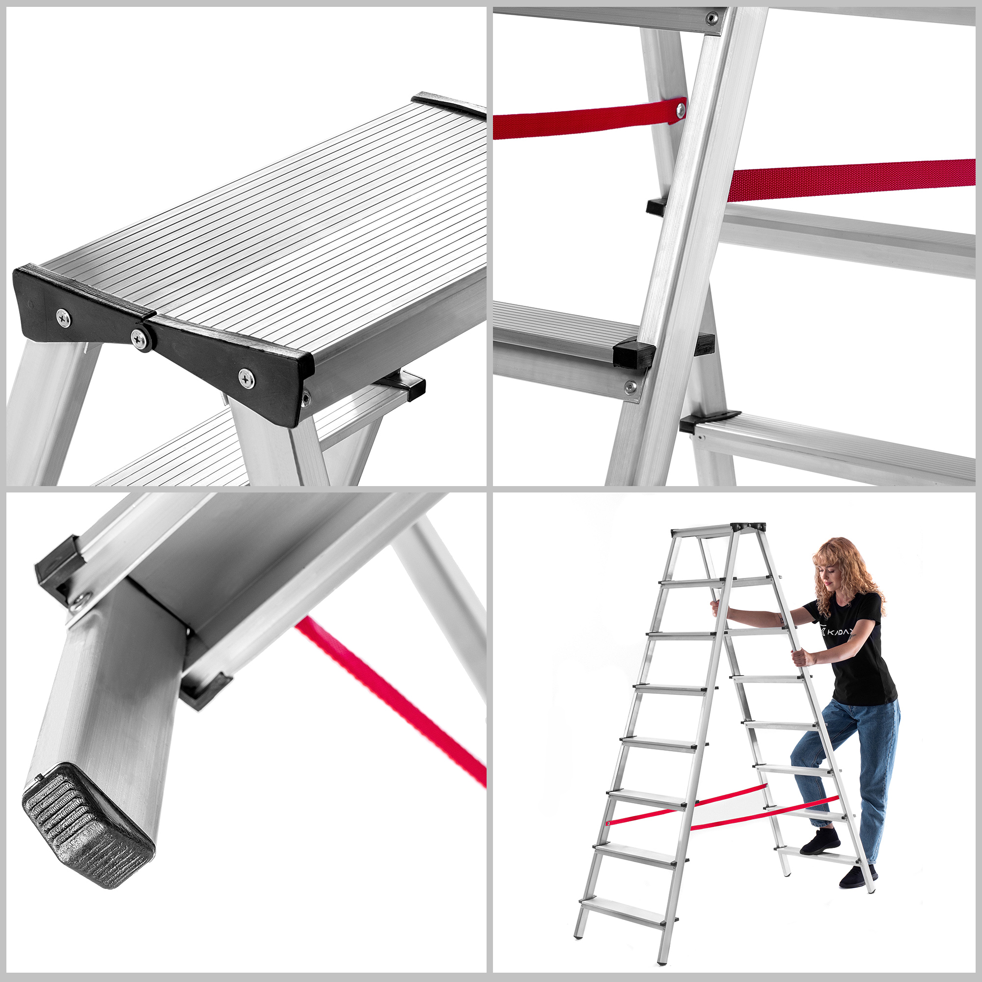 Drabina aluminiowa dwustronna Telti 8 stopni