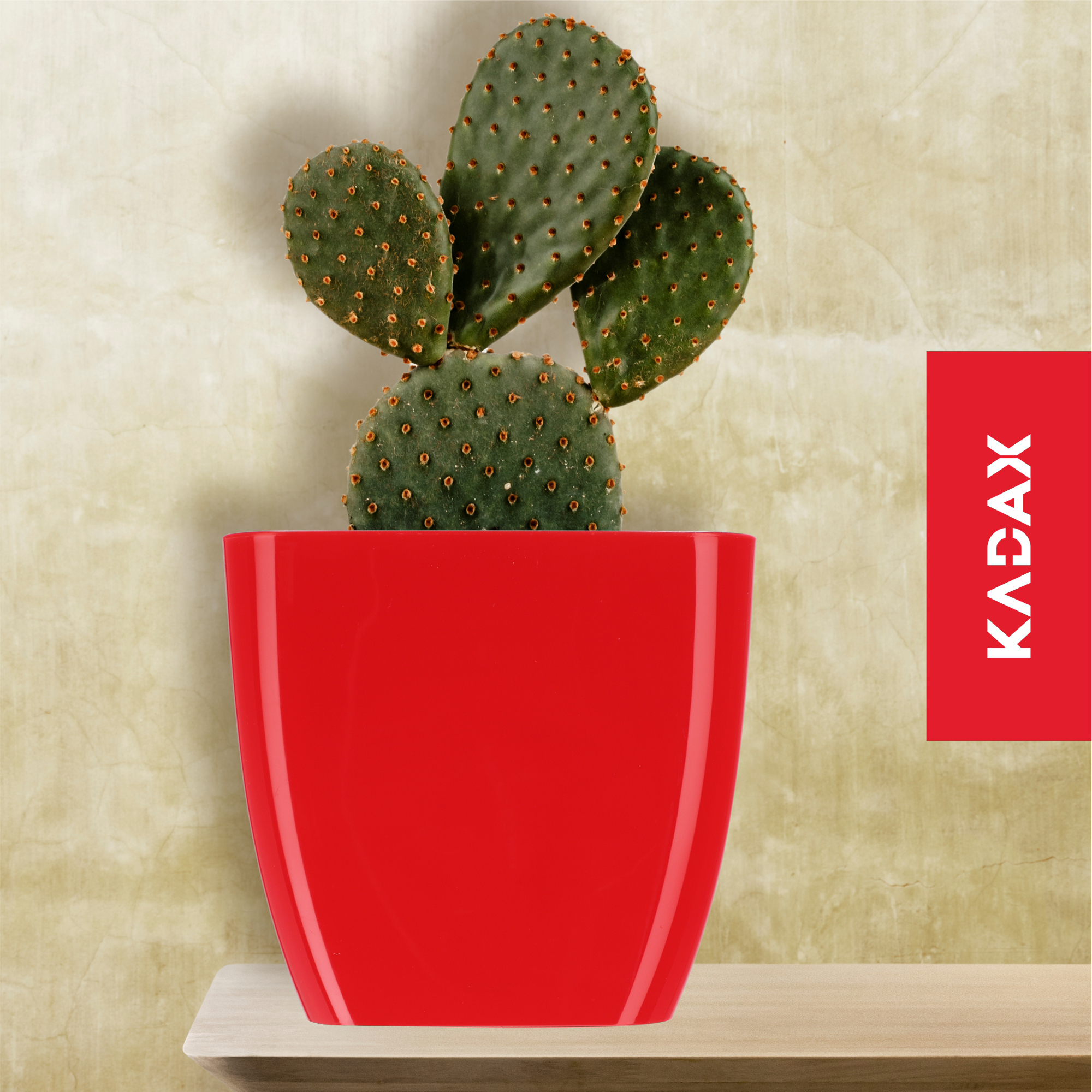 Doniczka kwadratowa Borgo 8 cm, czerwona