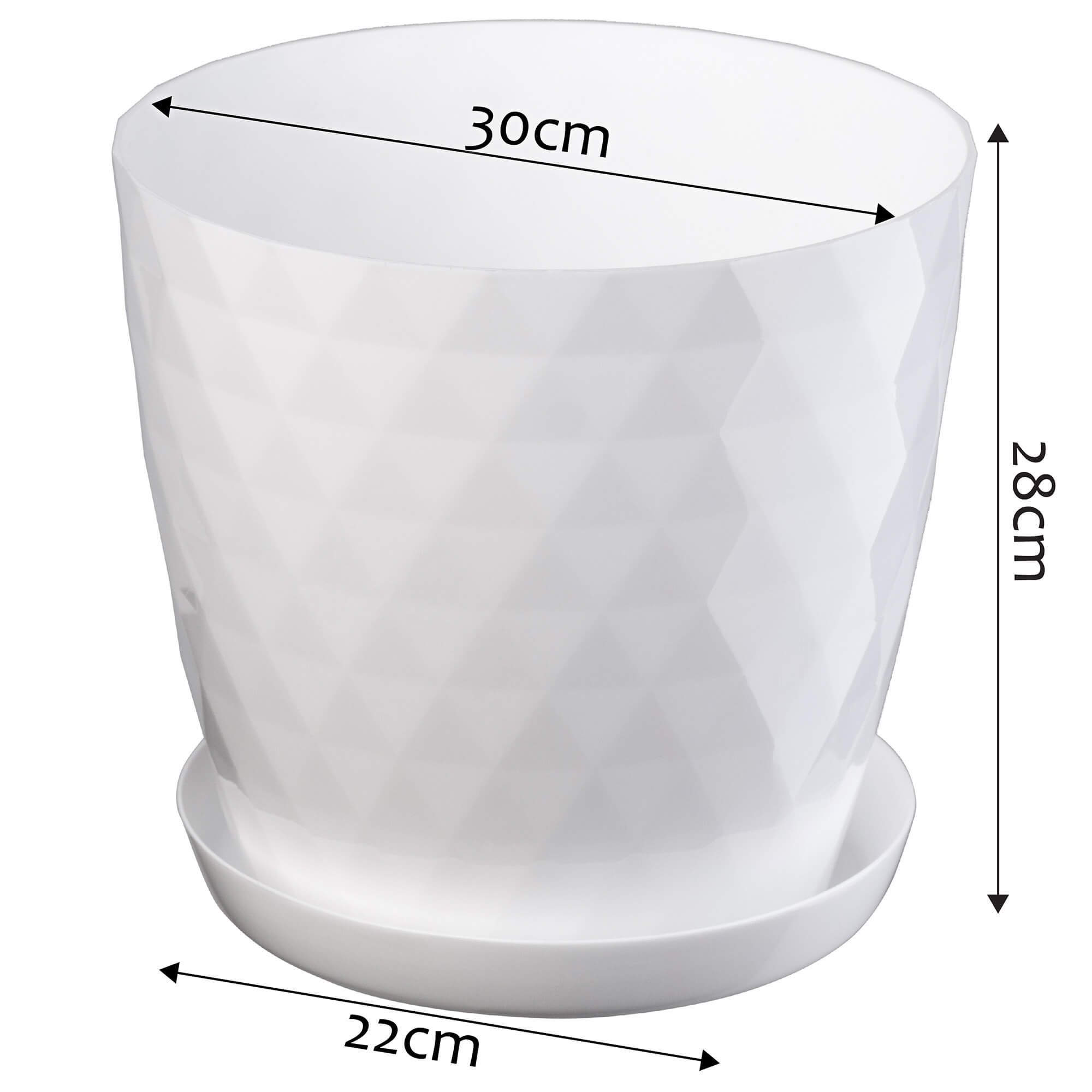 Doniczka na kwiaty z podstawką Amily 30 cm, biała