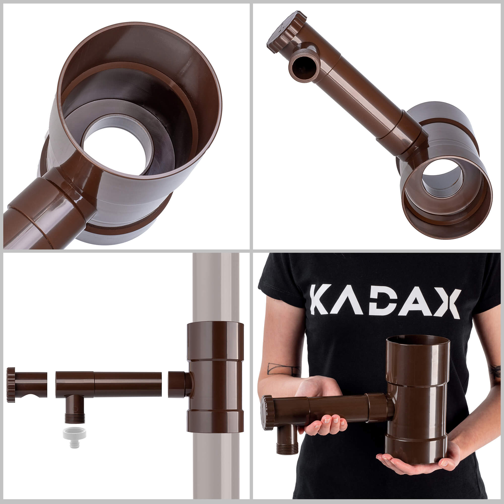 Zbieracz wody deszczowej Nancras z zaworem, 90 mm, brązowy