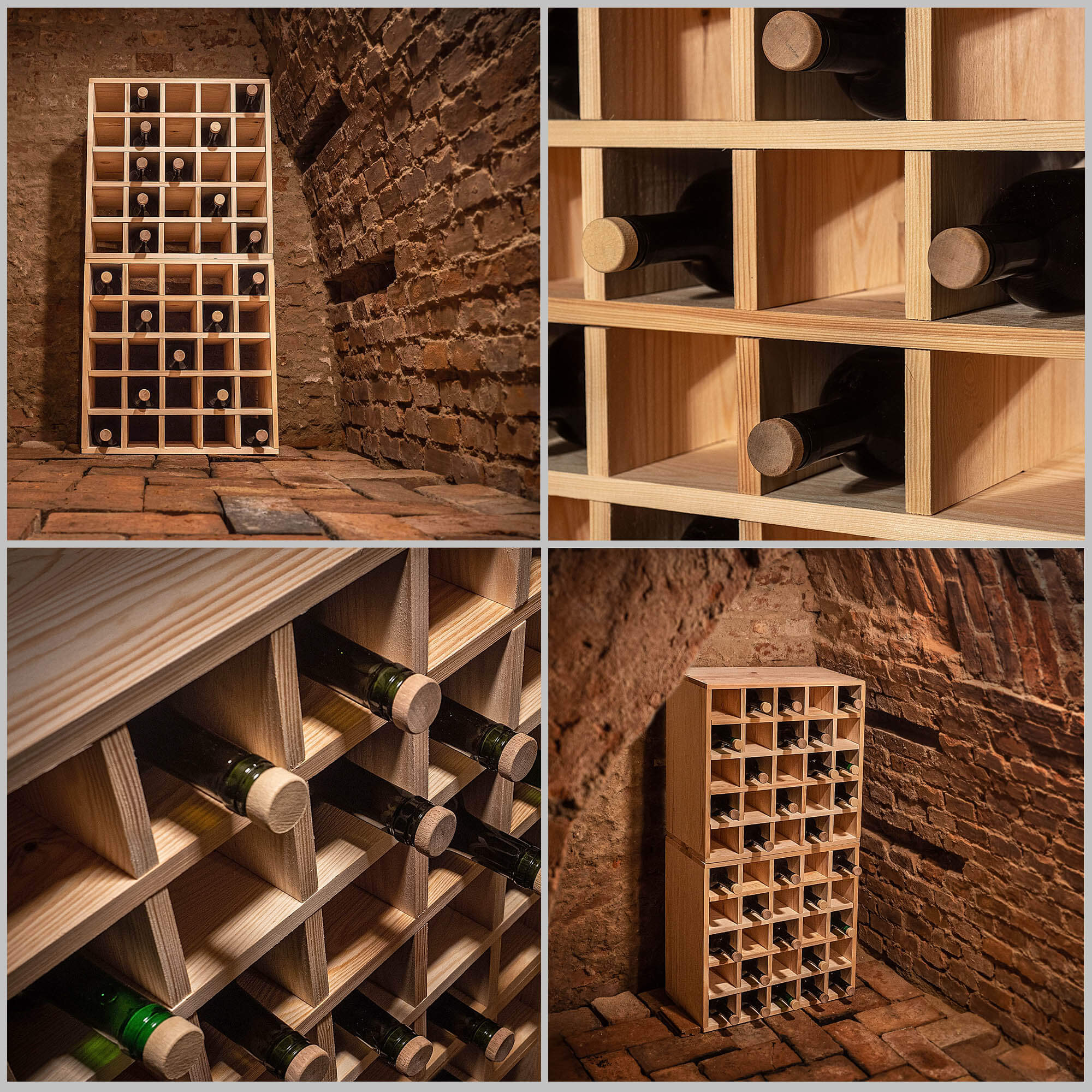 Regał na wino Loreo szachownica drewniany jasny brąz 2szt