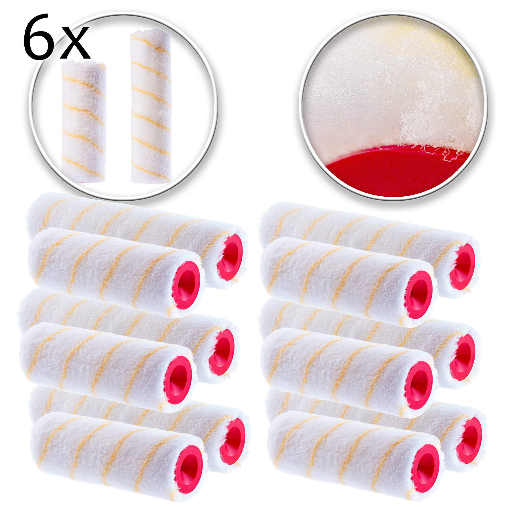 Wałki malarskie Paxson żółte paski 20 + 25 cm x 6 szt.