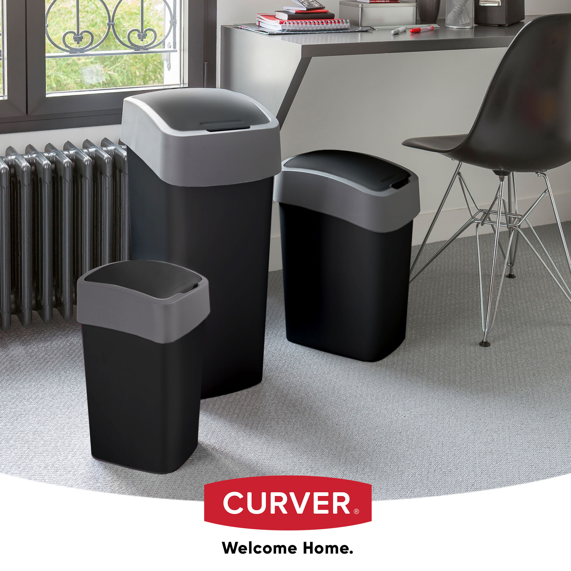 Kosz na śmieci Curver Flip Bin 10L, czarny