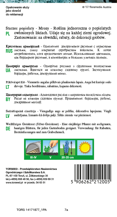 Mrozy (Starzec popielaty) - Cineraria maritima popielate 0,5g