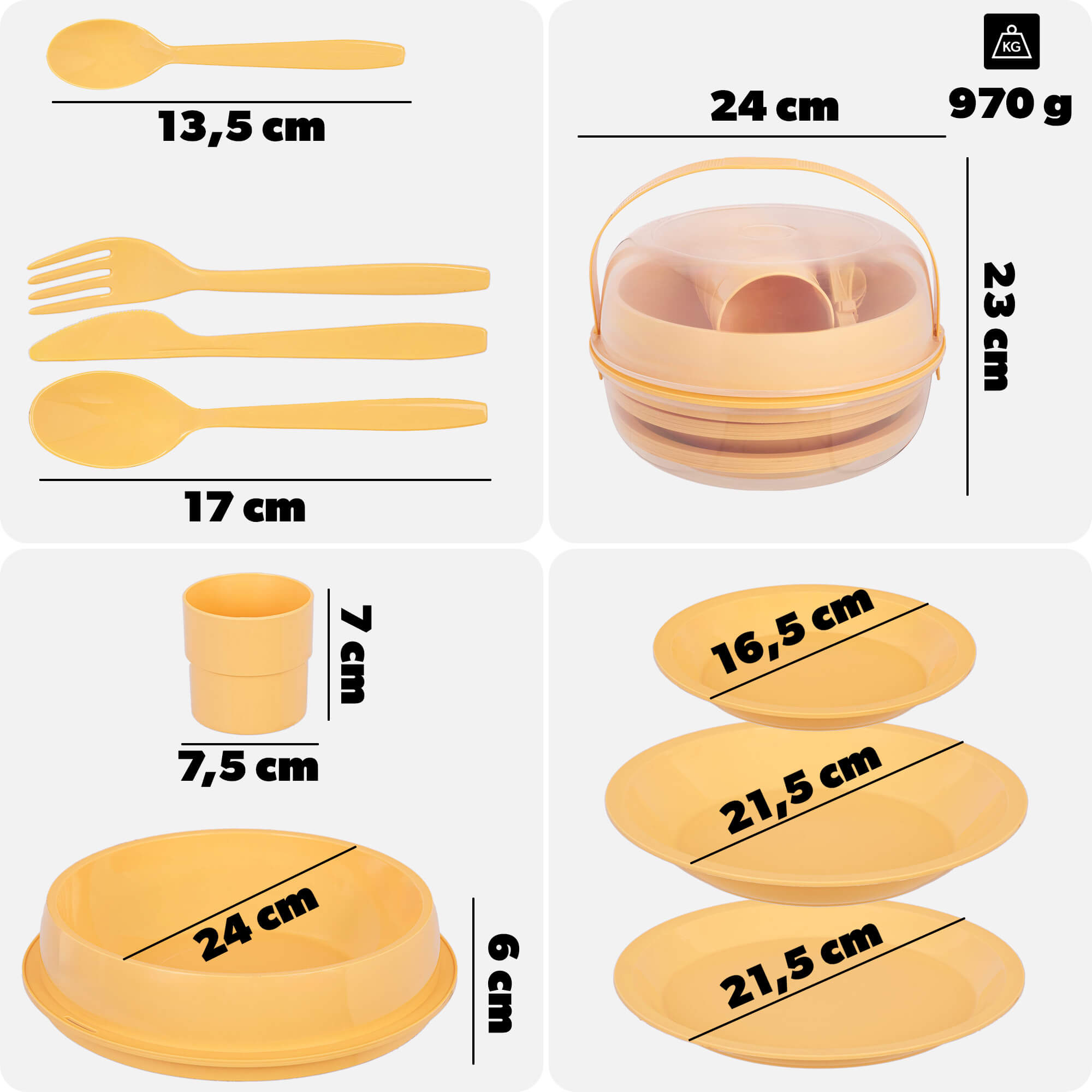 Zestaw kempingowy Curver Camping Set żółty