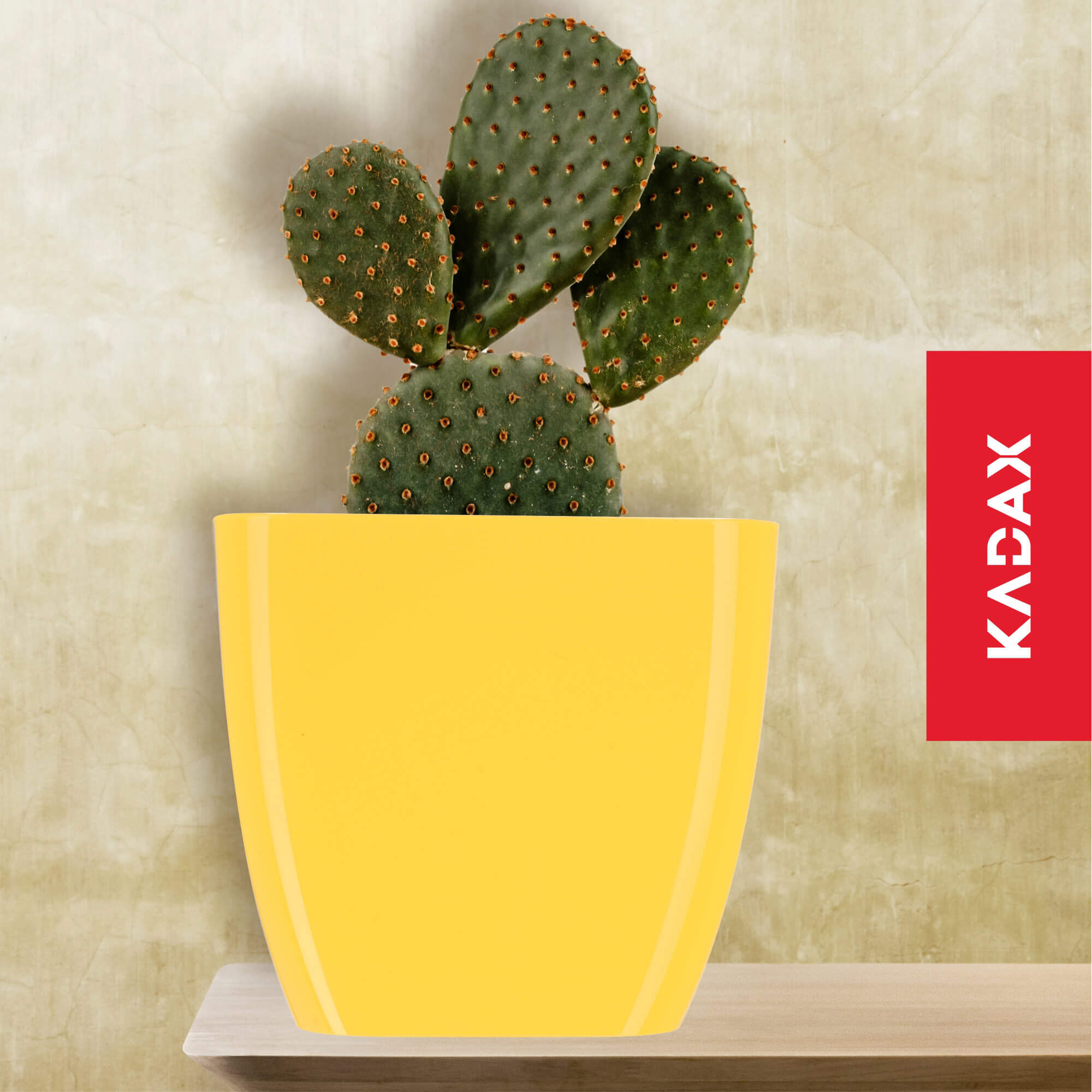 Doniczka kwadratowa Borgo 8 cm, żółta