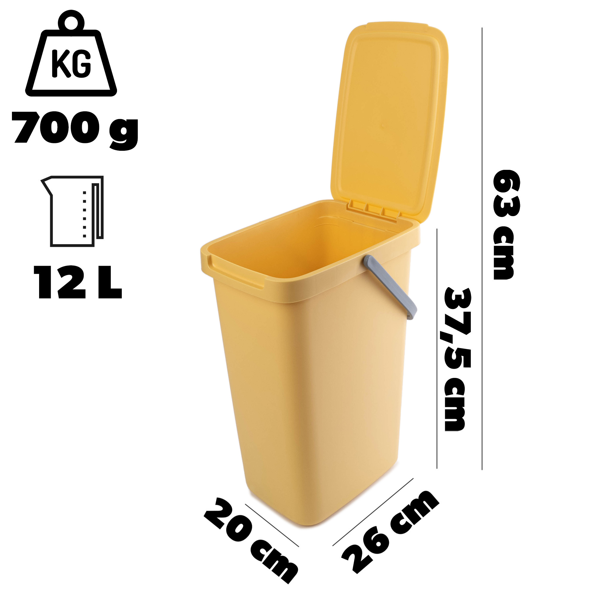 Kosz na śmieci Salans jasny żółty 12L