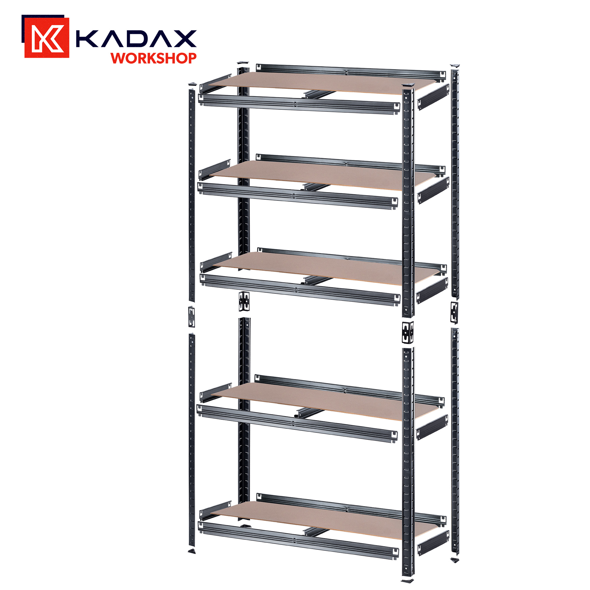 Regał metalowy 5-poziomowy Gien 875kg czarny