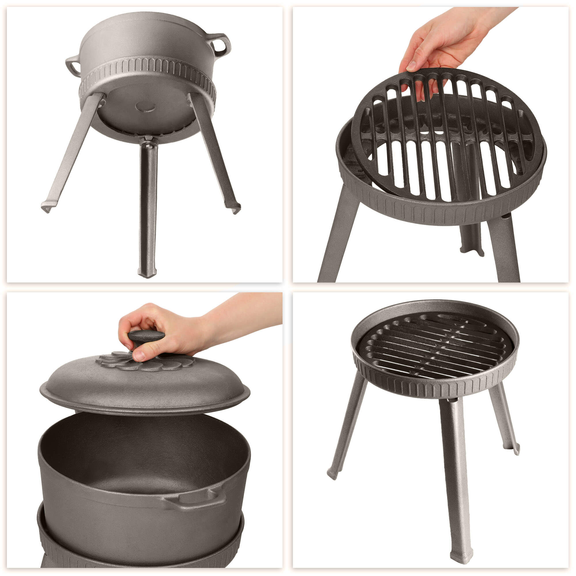 Kociołek żeliwny z rusztem 7.5L