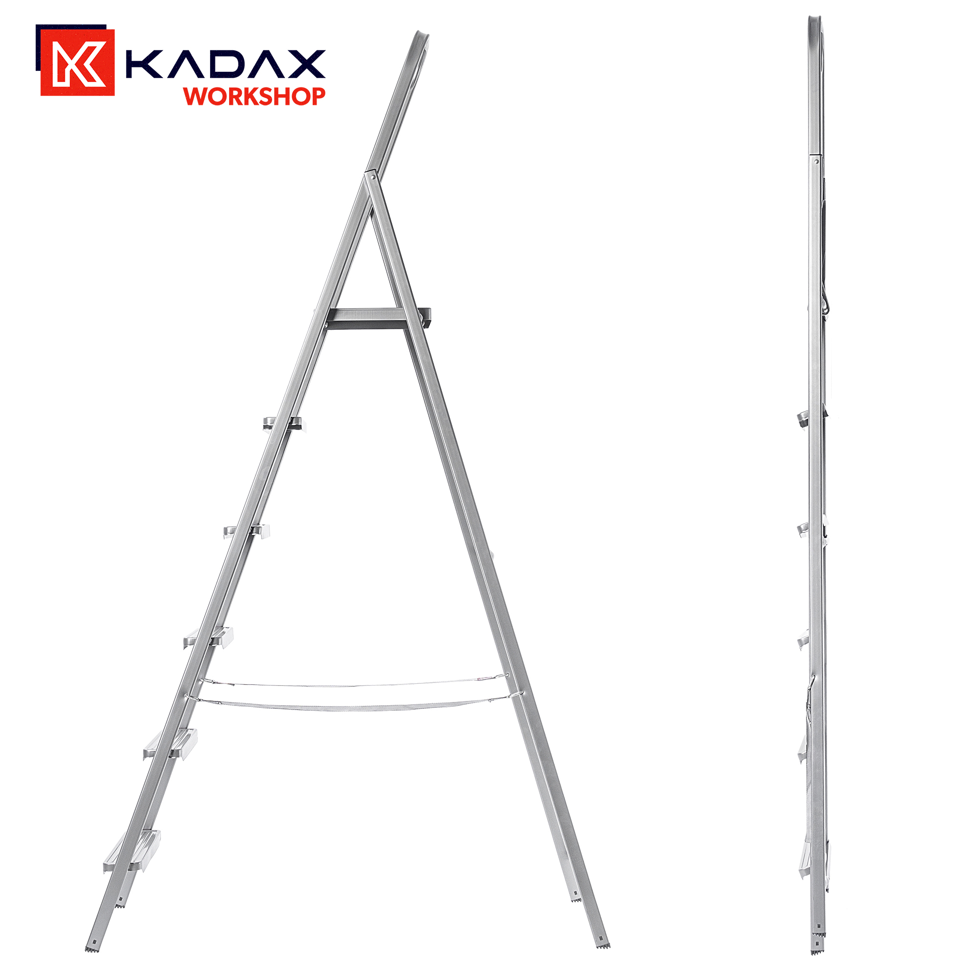 Drabina stalowa Ewo 6 stopniowa rozkładana jednostronna wielofunkcyjna