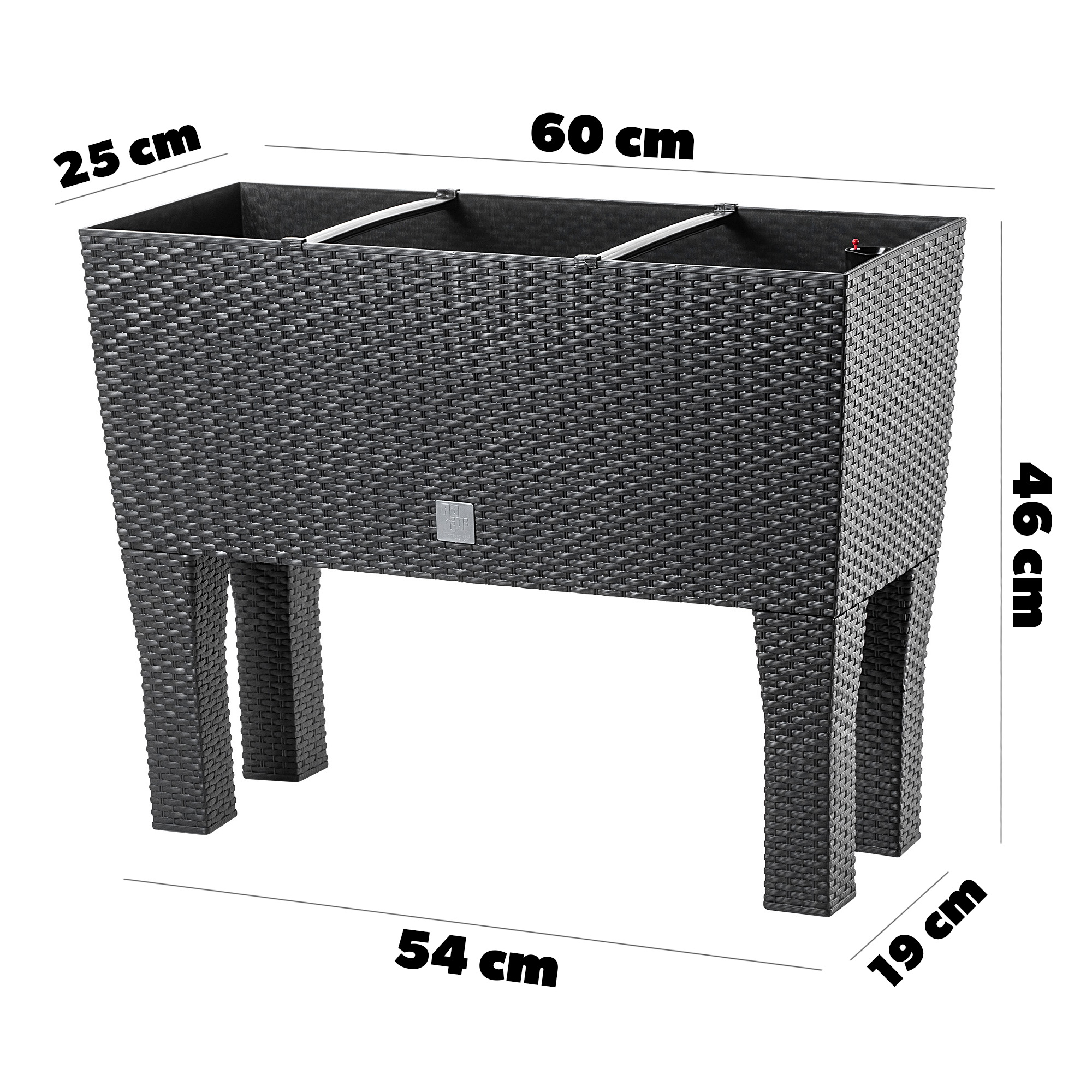 Doniczka z systemem nawadniania Trikala 60 cm, antracyt